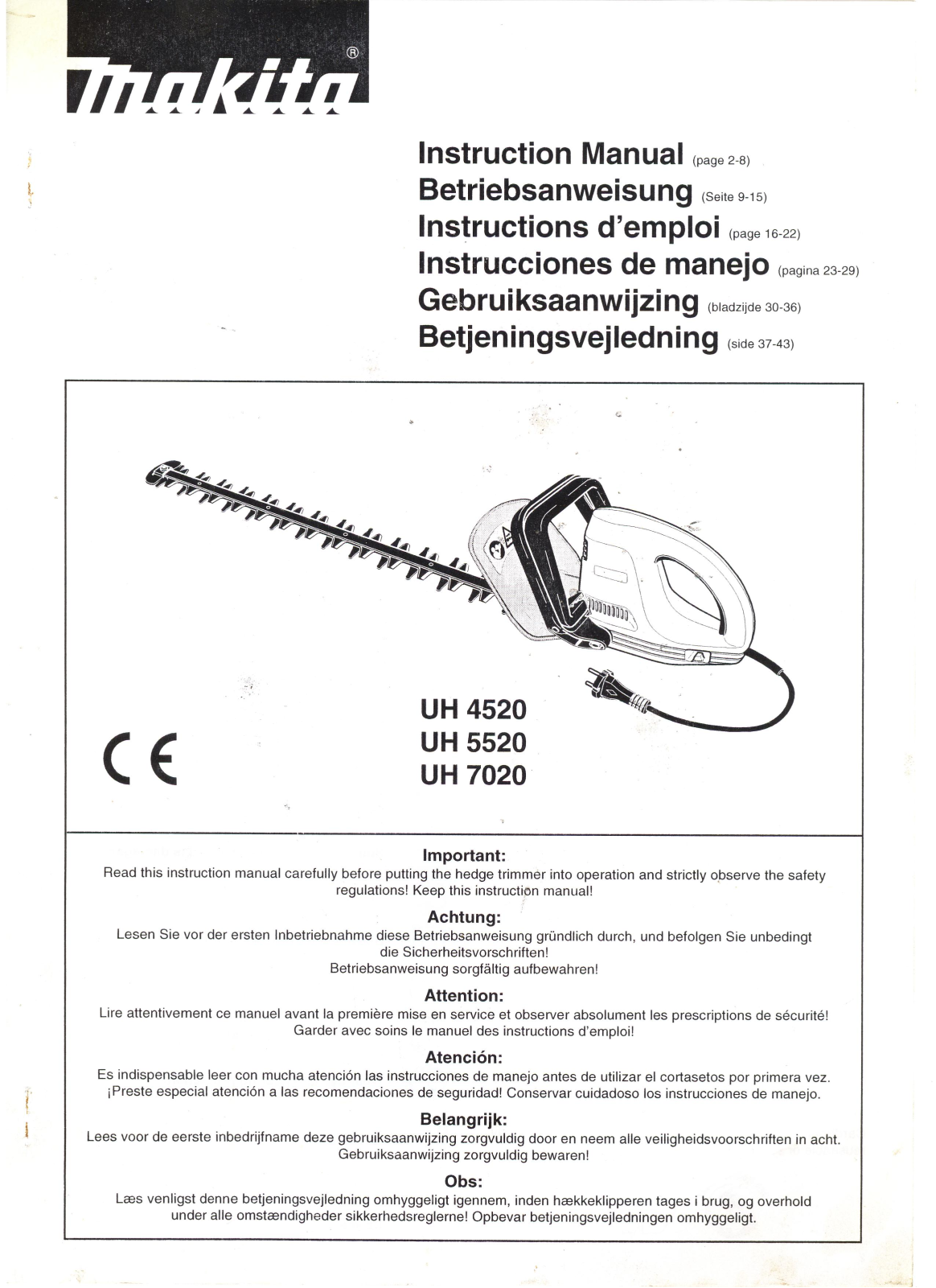 MAKITA UH4520 User Manual