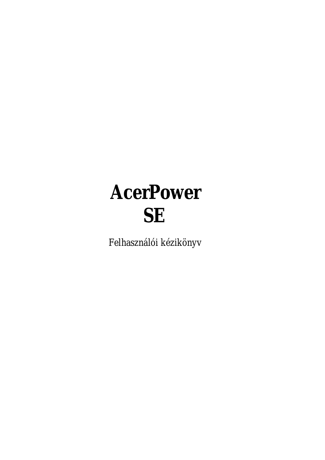 Acer AcerPower SE User Manual