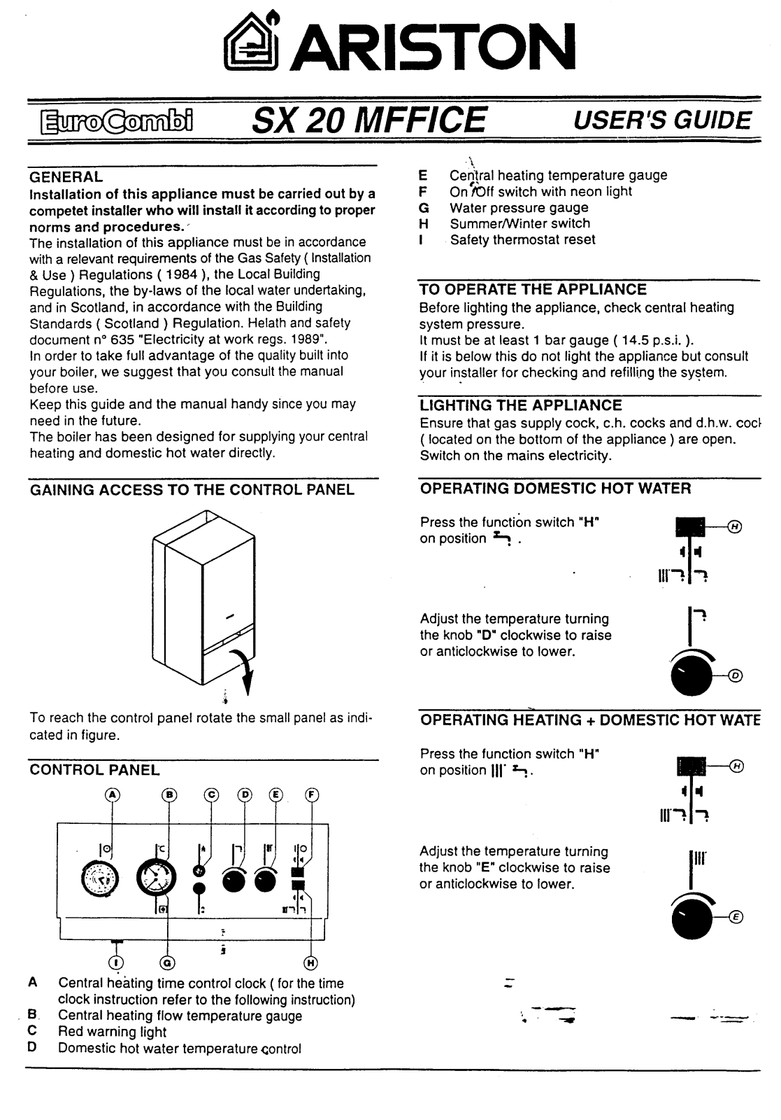 Ariston SX 20 MFFICE User Manual