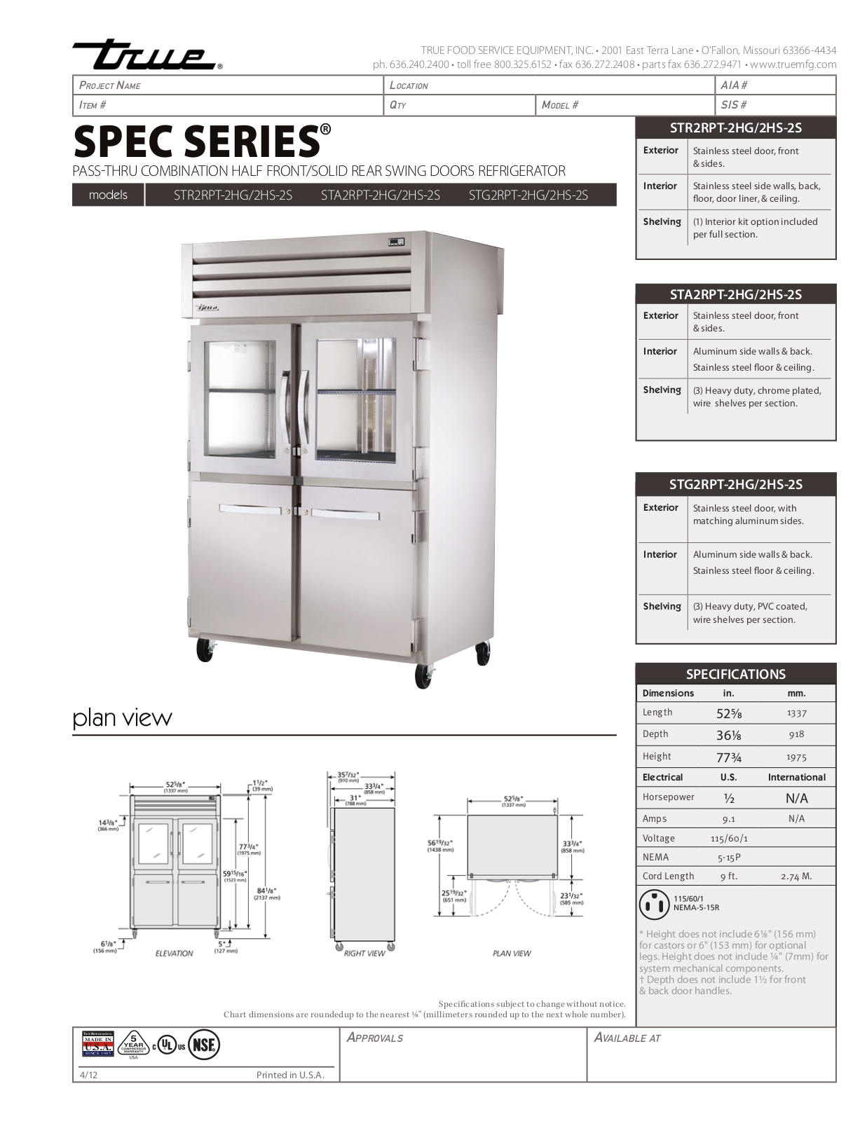 True STA2RPT-2HG-2S User Manual