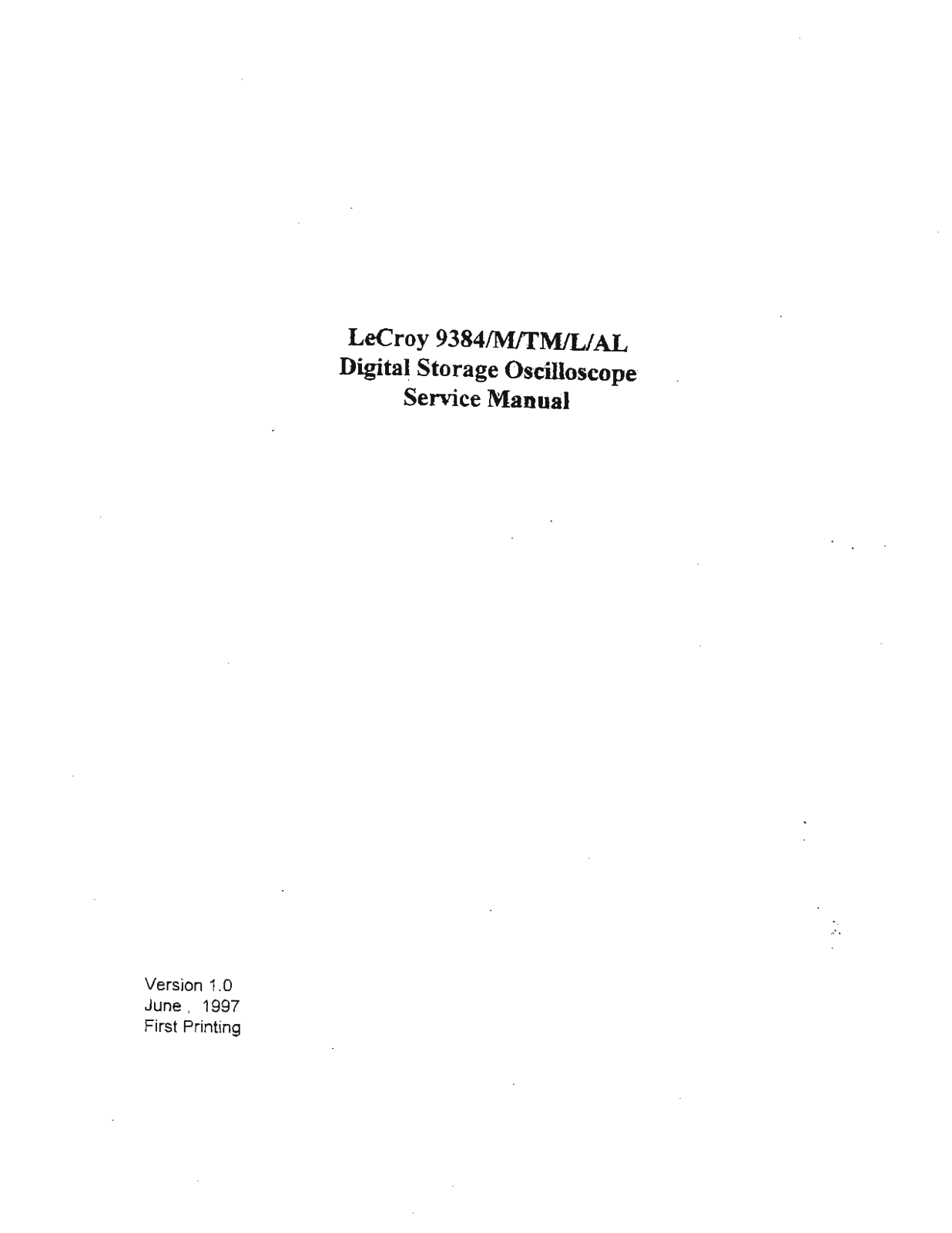 LeCroy 9384AL, 9384L, 9384TM, 9384M, 9384 Service Manual