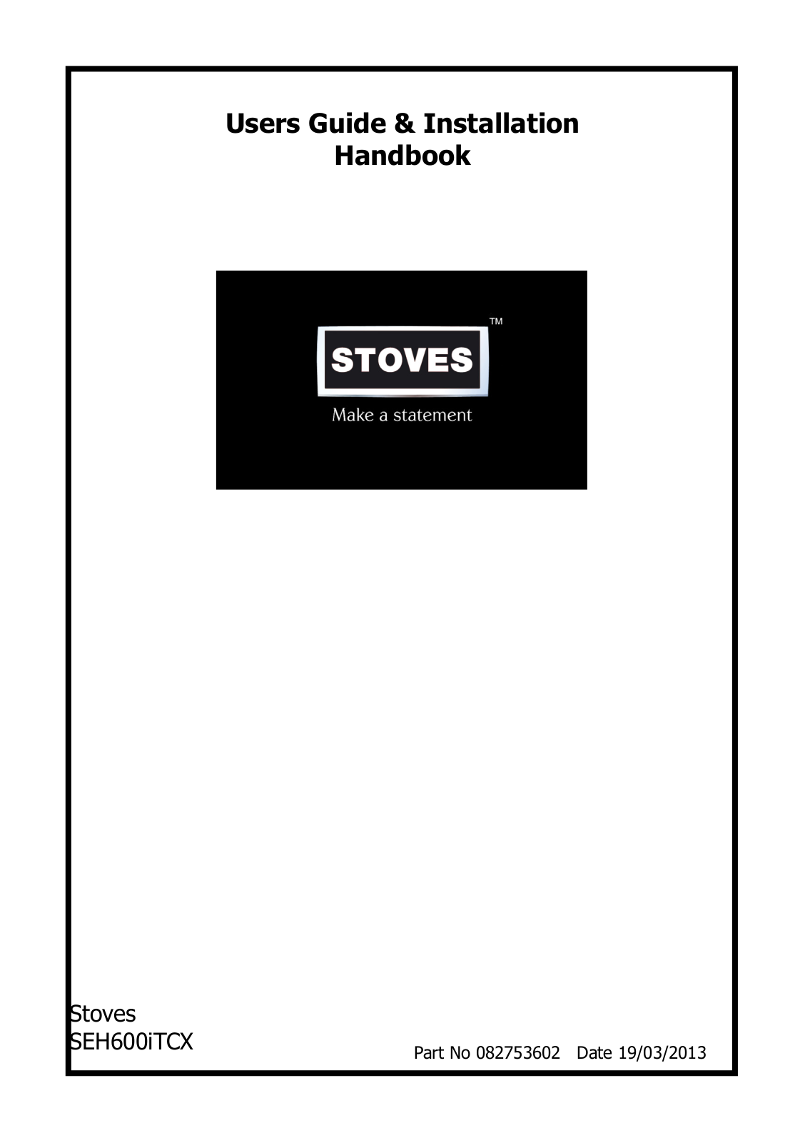 Stoves SEH600iTCX User Manual