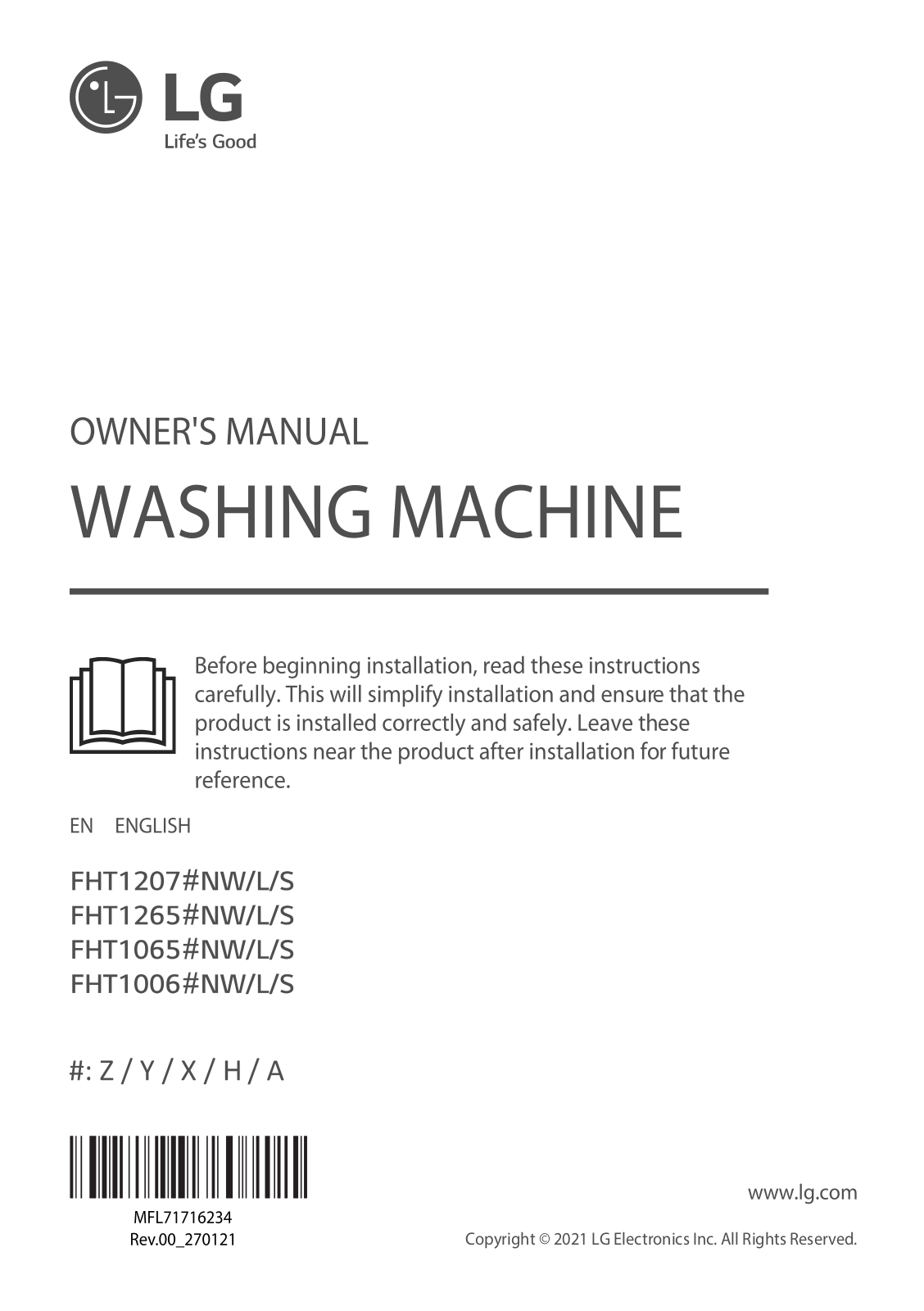 LG FHT1265ANL Owner’s Manual