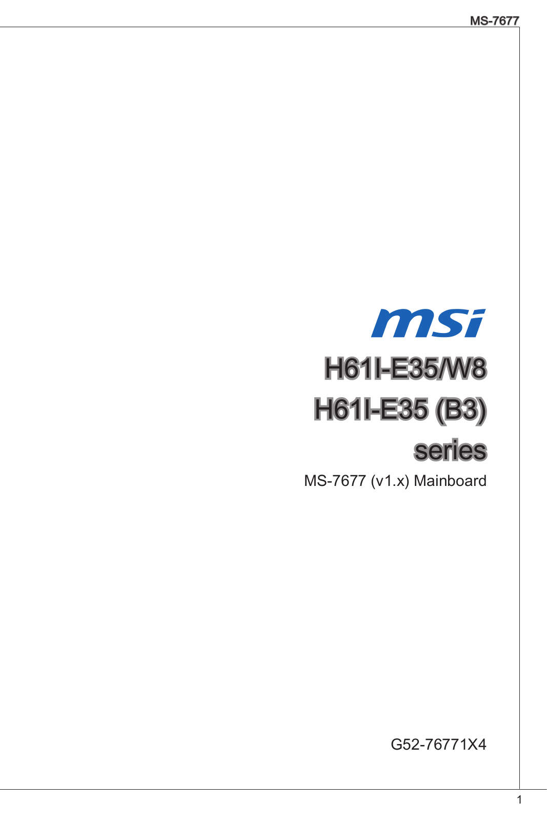 MSI H61I-E35-W8 User Manual