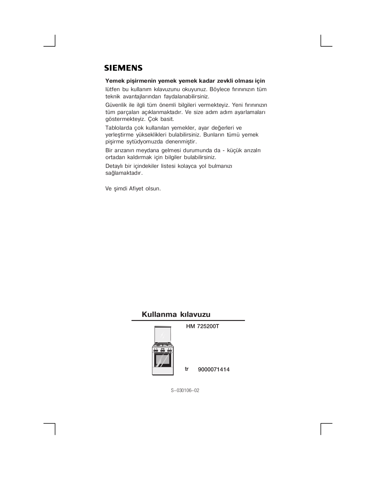 Siemens HM725200T User Manual