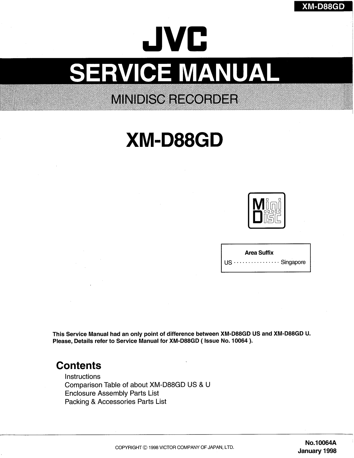 Jvc XM-D88-GD Service Manual