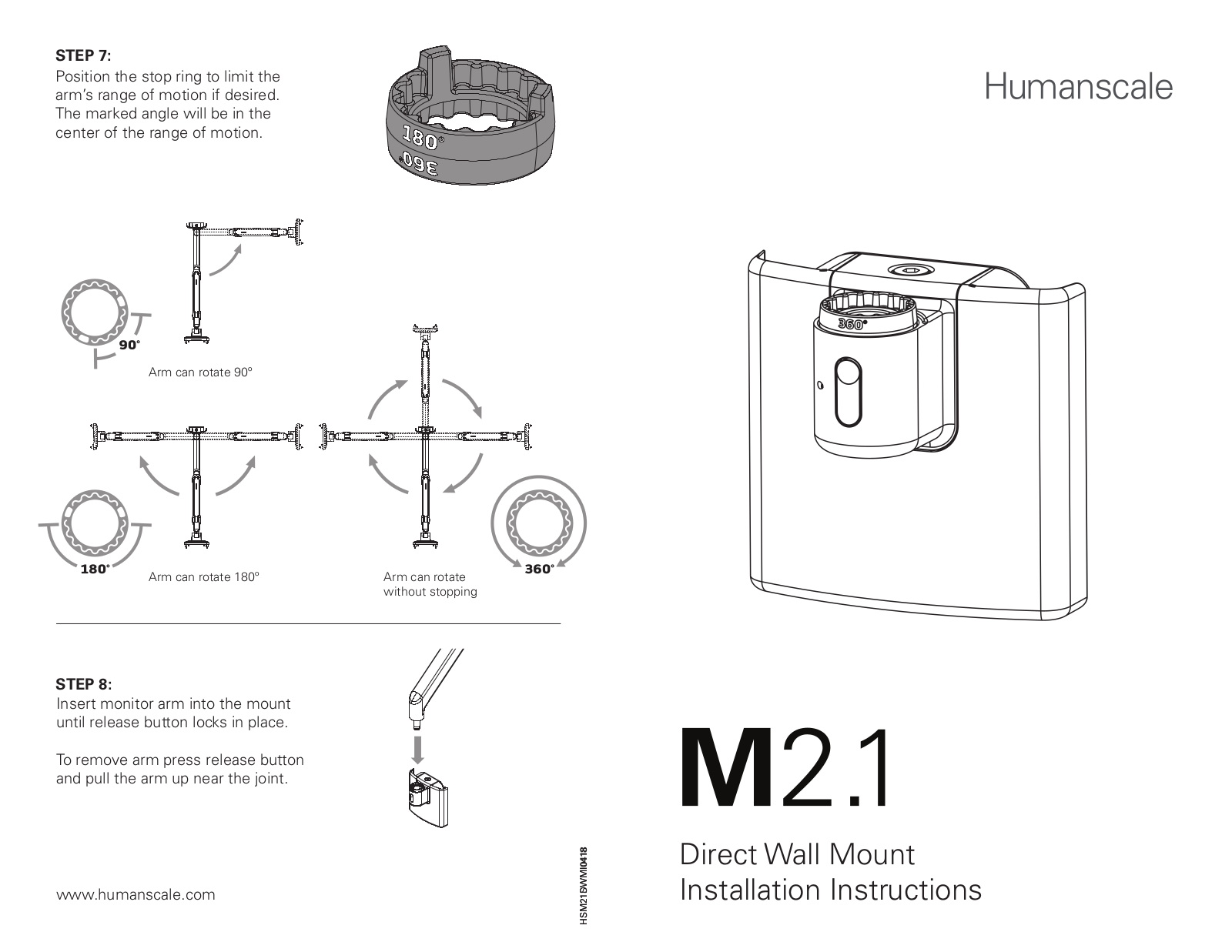Humanscale M2.1 Installation Instructions Manual - ManualMachine.com