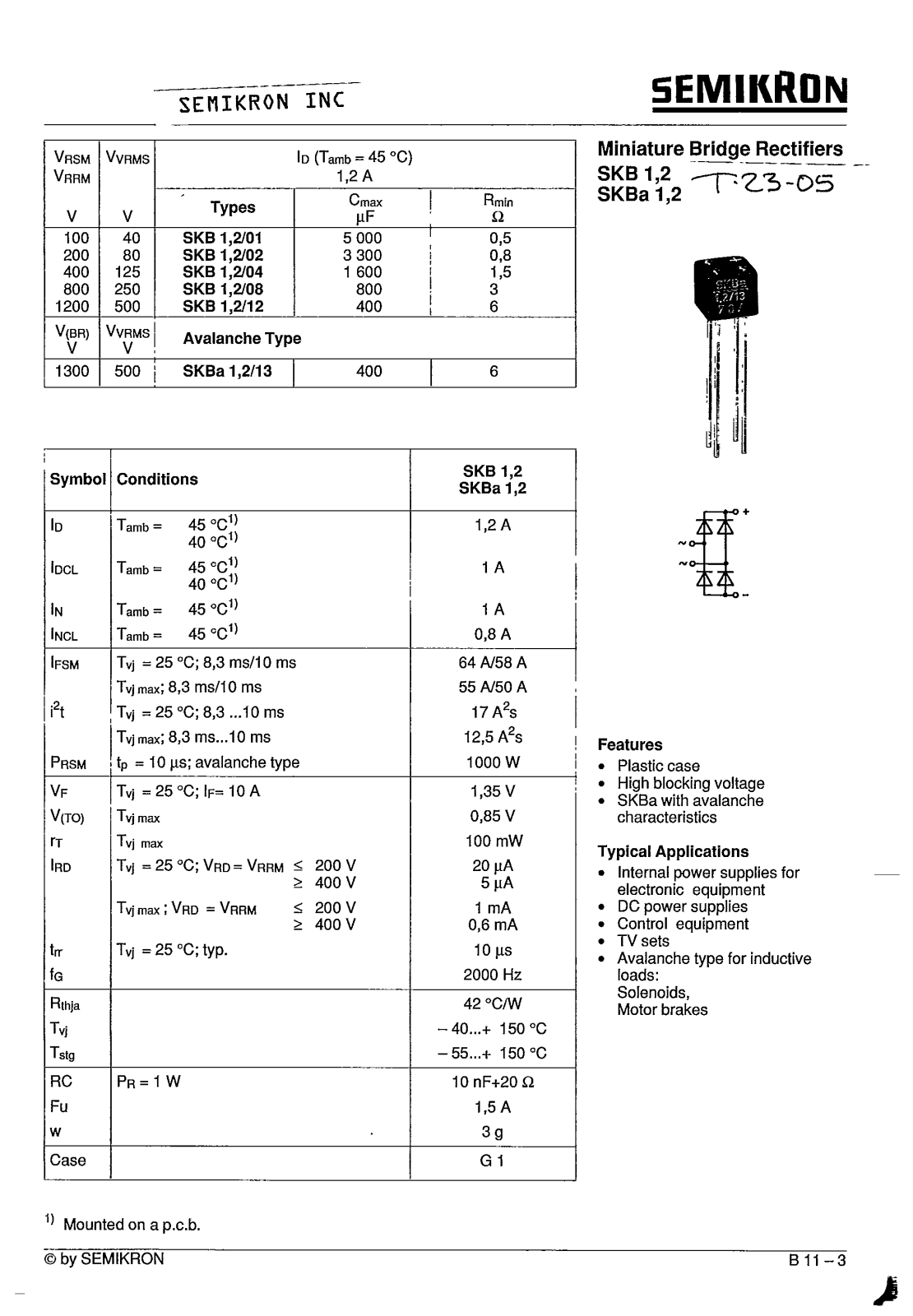 Datasheet SKB1/02 Specification - ManualMachine.com