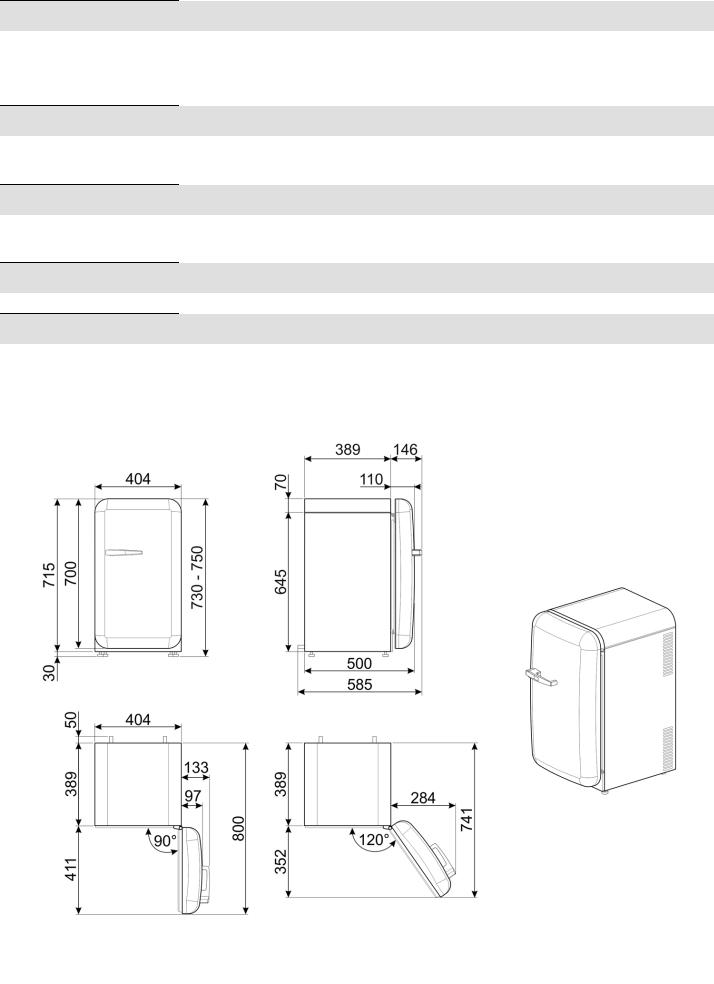 Smeg FAB5URCR3 Product Information Sheet