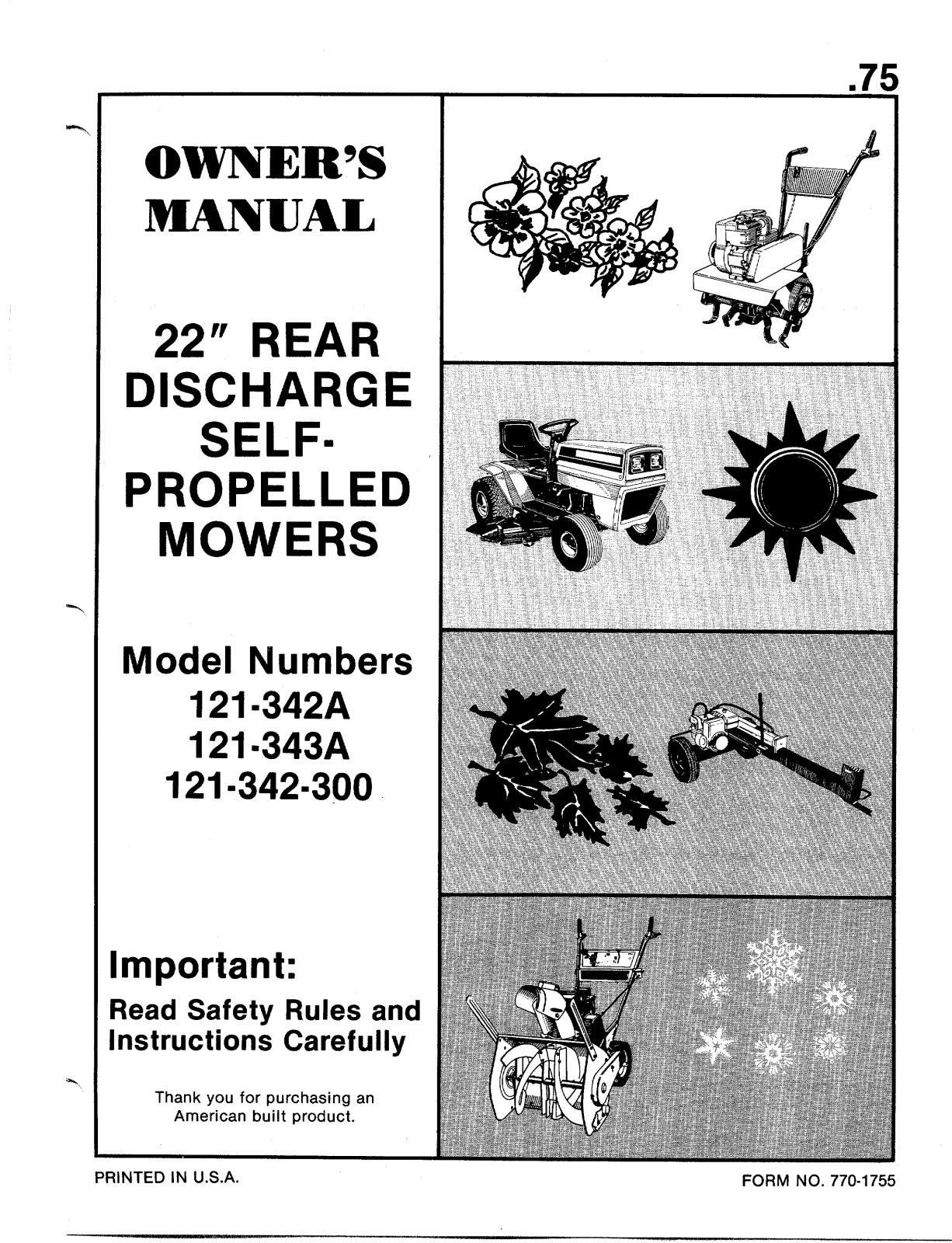 MTD 121-342-300, 121-342A, 121-343A User Manual