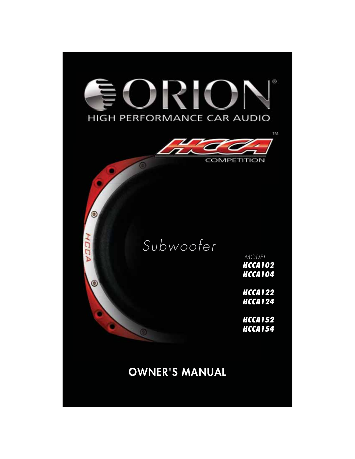 Orion Car Audio HCCA124, HCCA104, HCCA102, HCCA154, HCCA122 User Manual