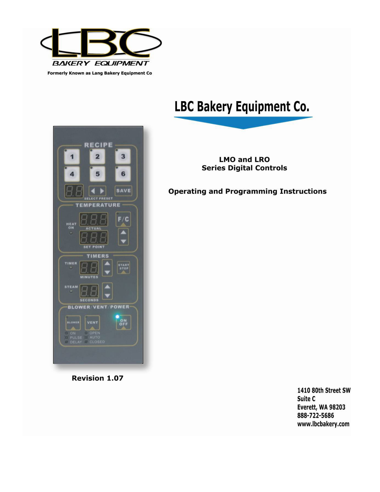 LBC Bakery Equipment LMO Installation  Manual