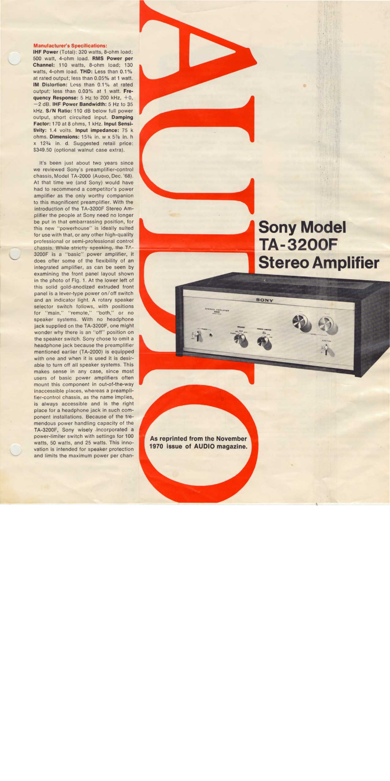 Sony TA-3200-F Brochure