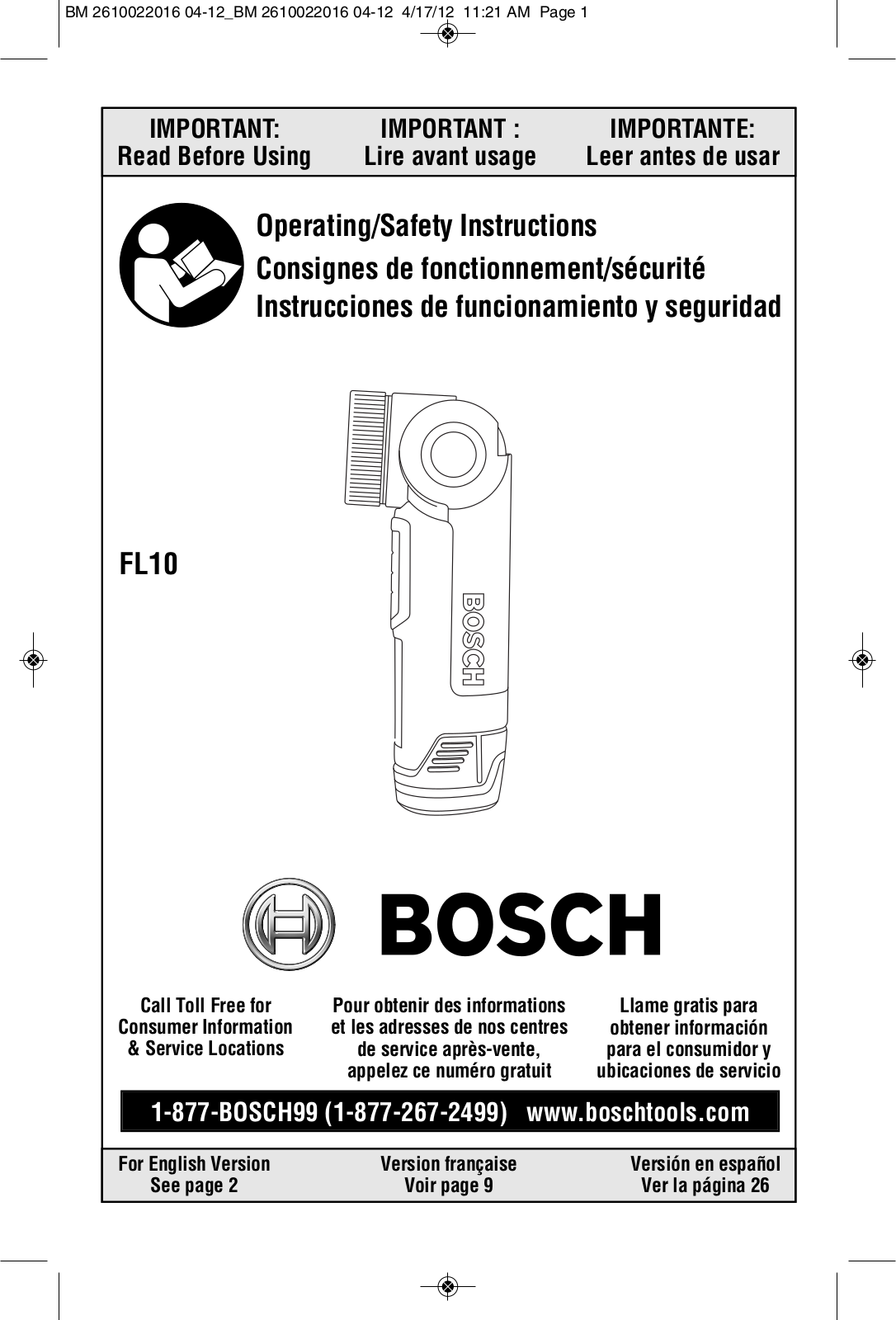 Bosch Power Tools CLPK33-120, CLPK31-120, CLPK33-120LP User Manual