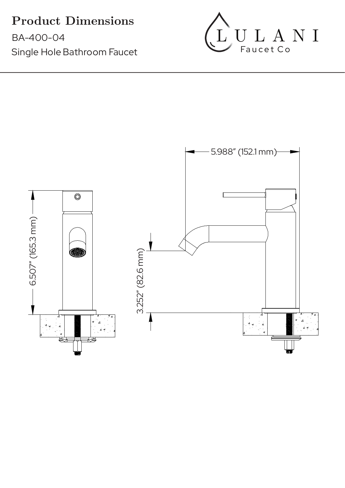 Lulani URSW1002 Dimensions - ManualMachine.com