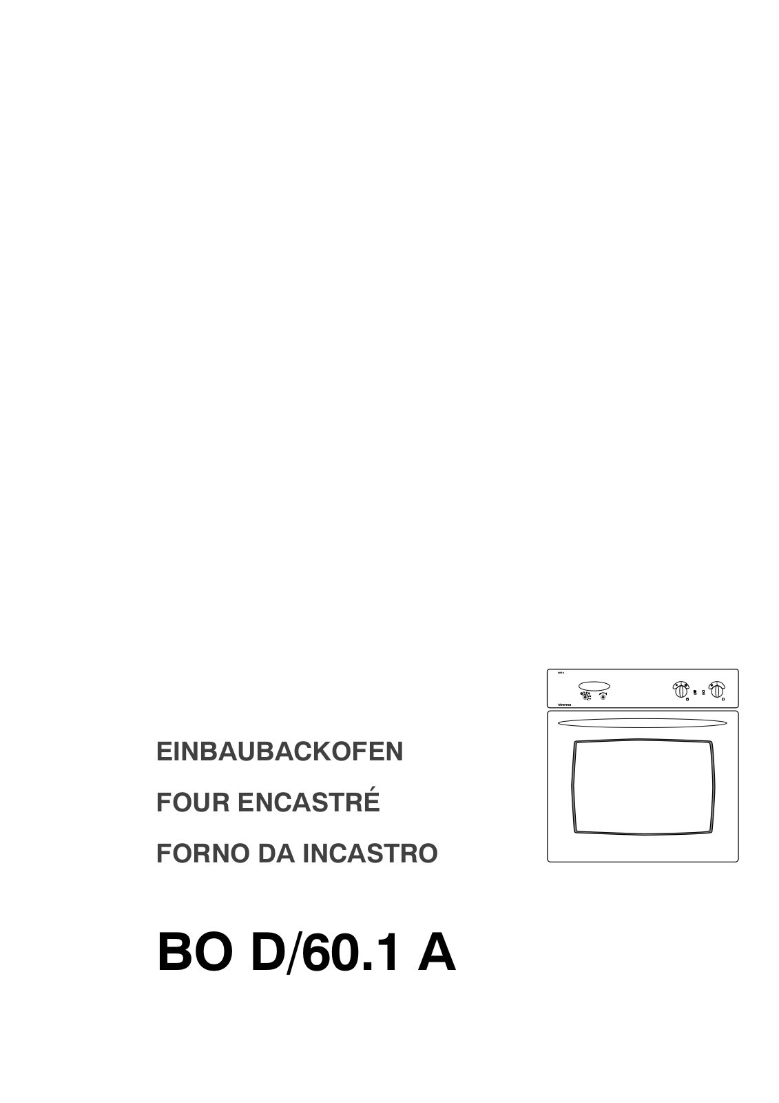 Therma BO D/60.1 A WS, BO D/60.1 A SW, BO D/60.1 A INOX User Manual