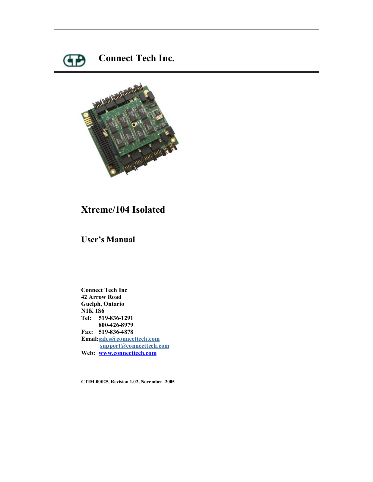 Connect Tech Xtreme/104 User Manual