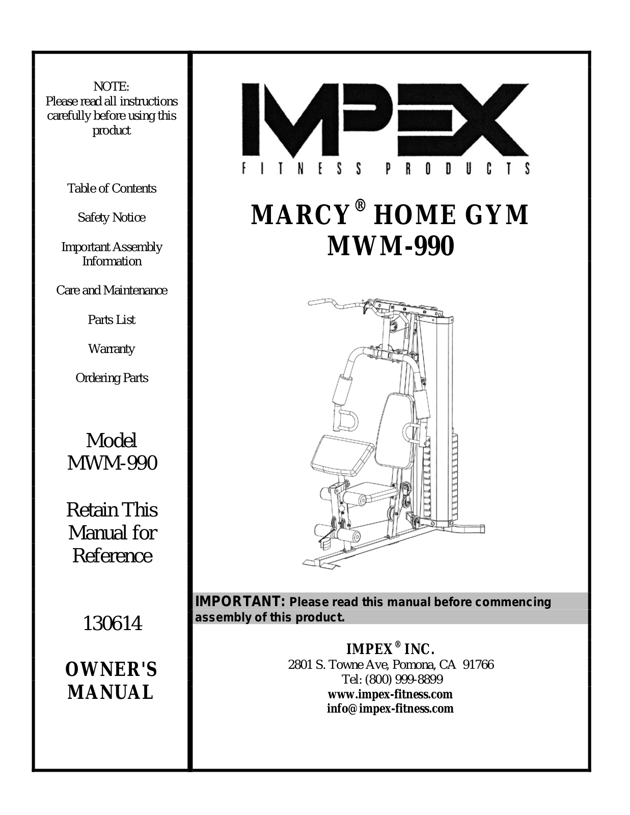 Impex MWM-990 Owner's Manual