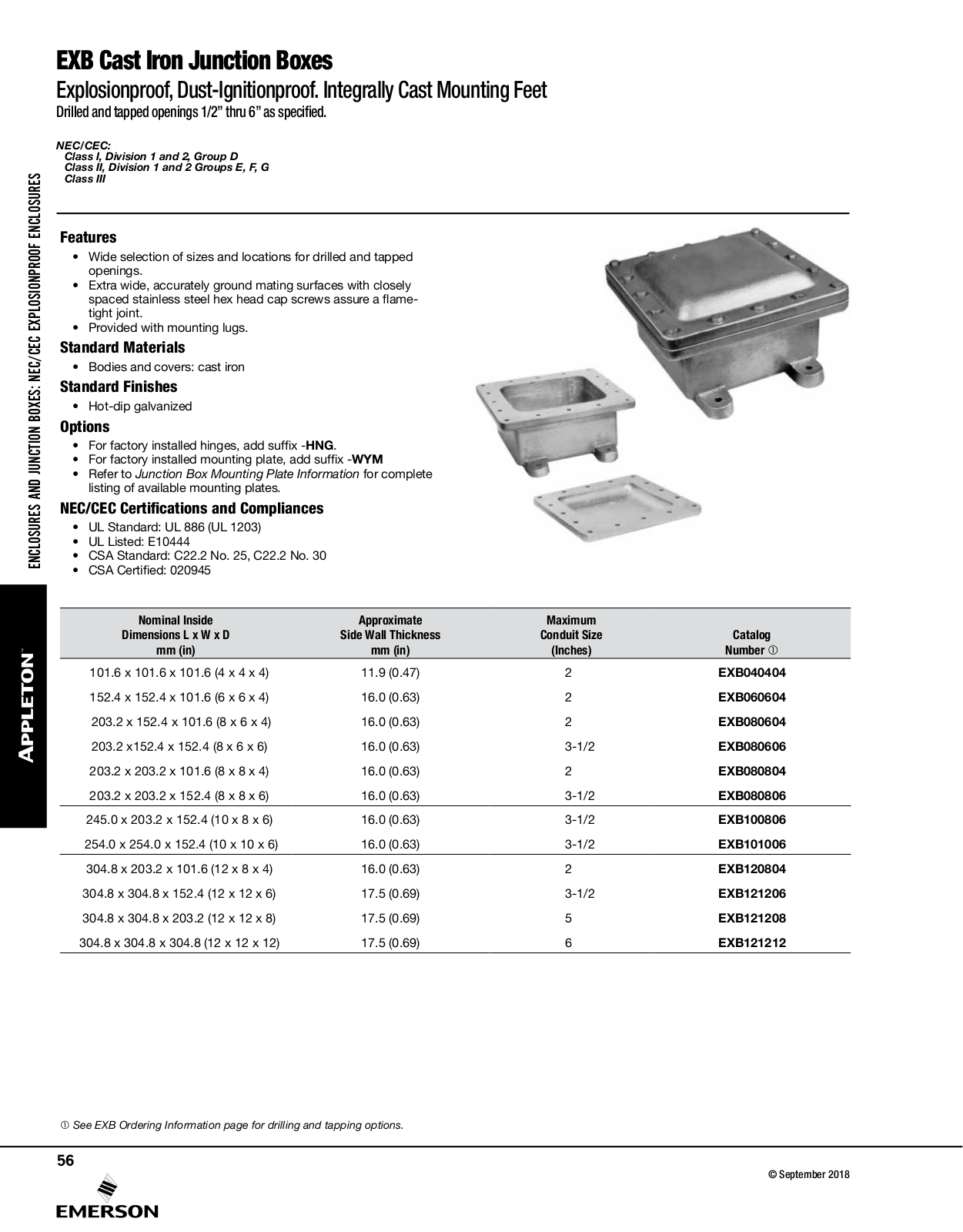 Appleton EXB Cast Iron Junction Boxes Catalog Page