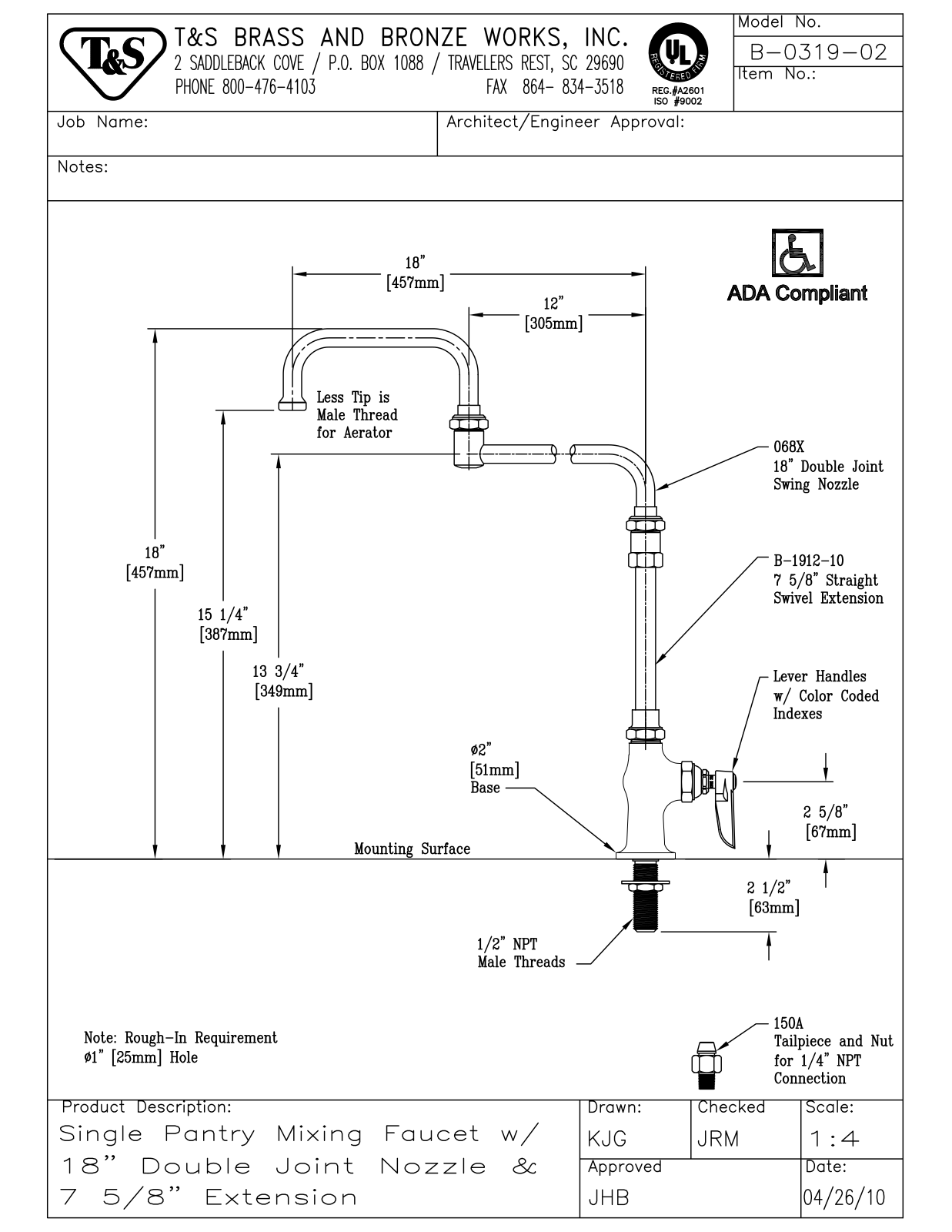 T & S Brass & Bronze Works B-0319-02 General Manual