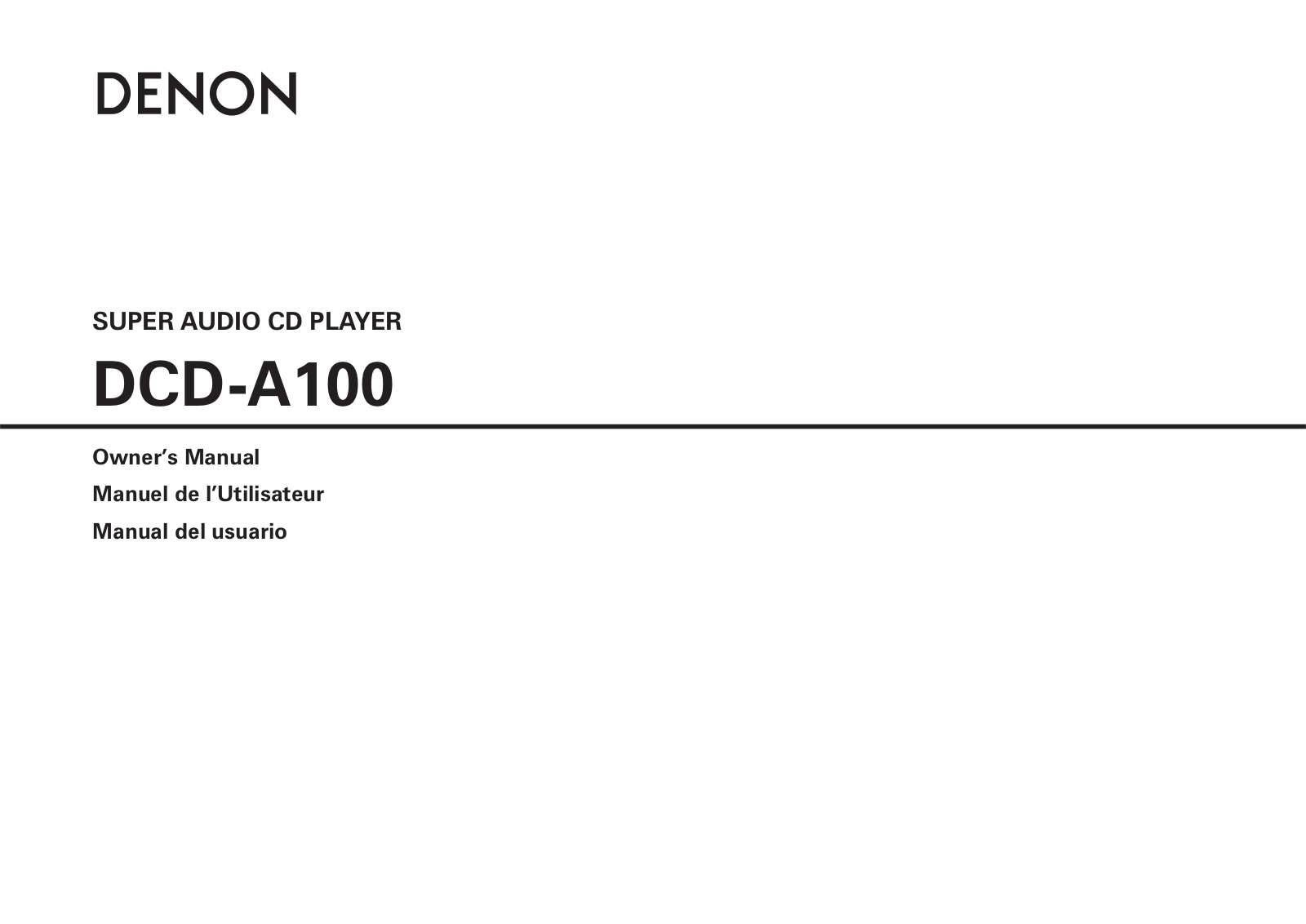 Denon DCD-A100 Owners Manual