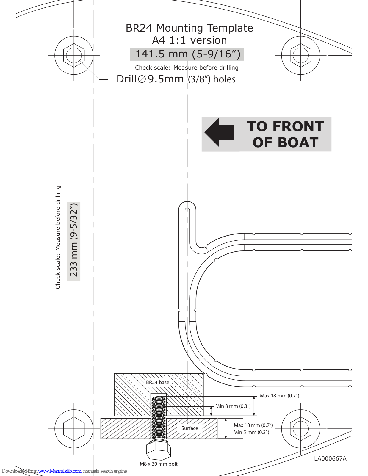 NorthStar BR24 - MOUNTING TEMPLATE A4 1-1, BR24 A4 1-1 Mounting Template Manual