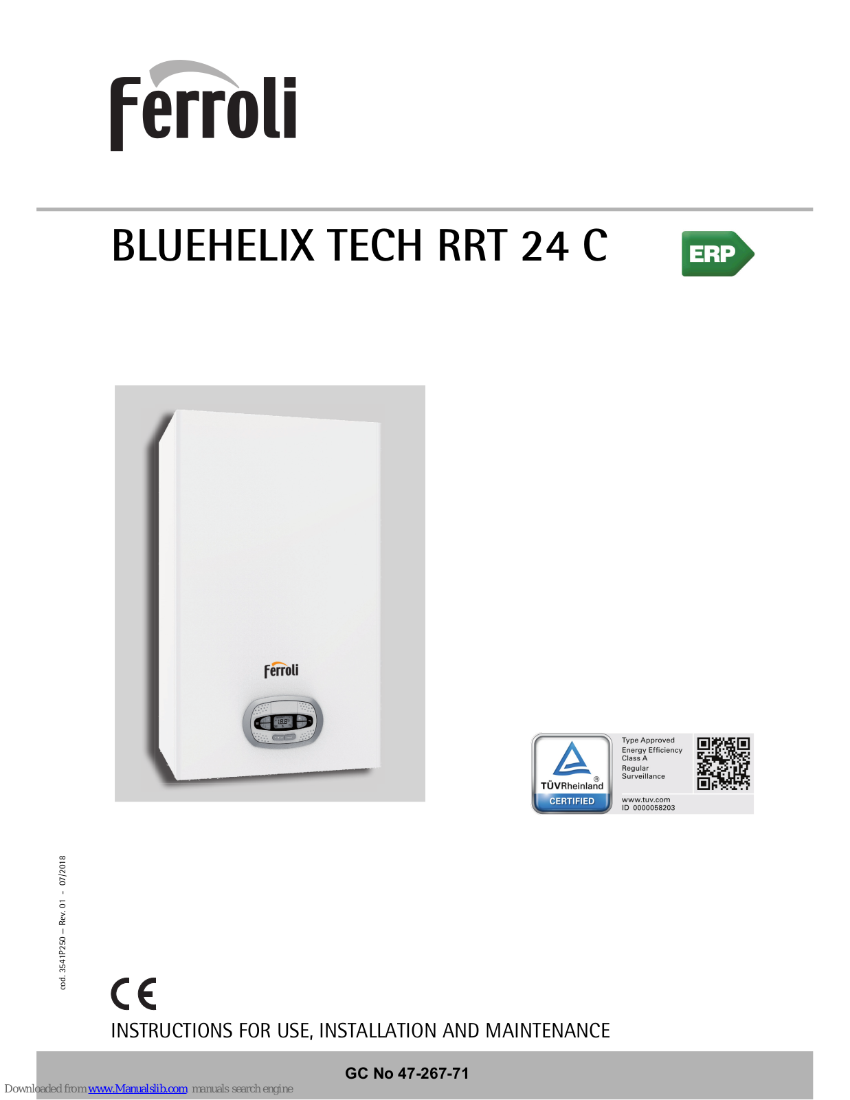 Ferroli BLUEHELIX TECH RRT 24C Instructions For Use, Installation & Maintenance