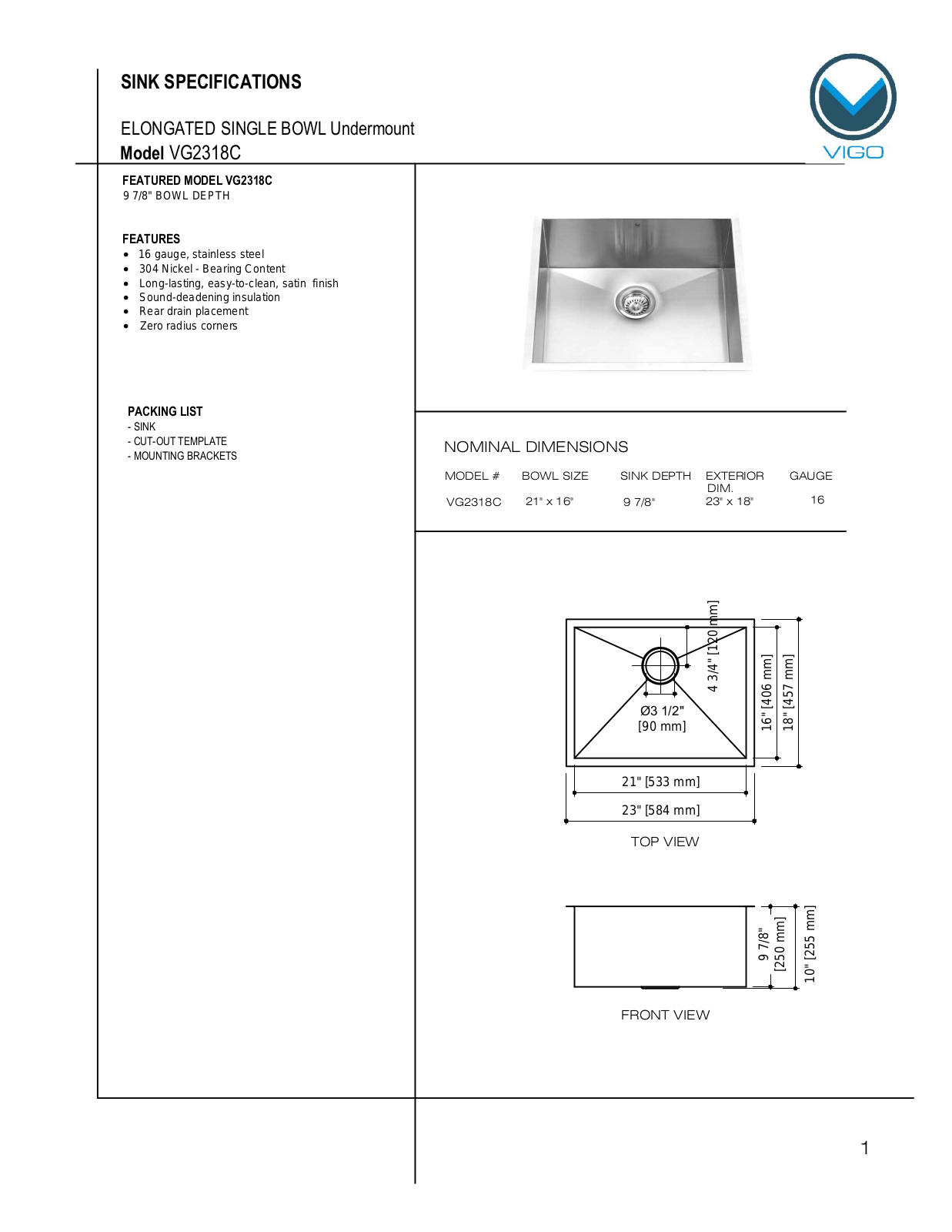 Vigo VG2318C User Manual