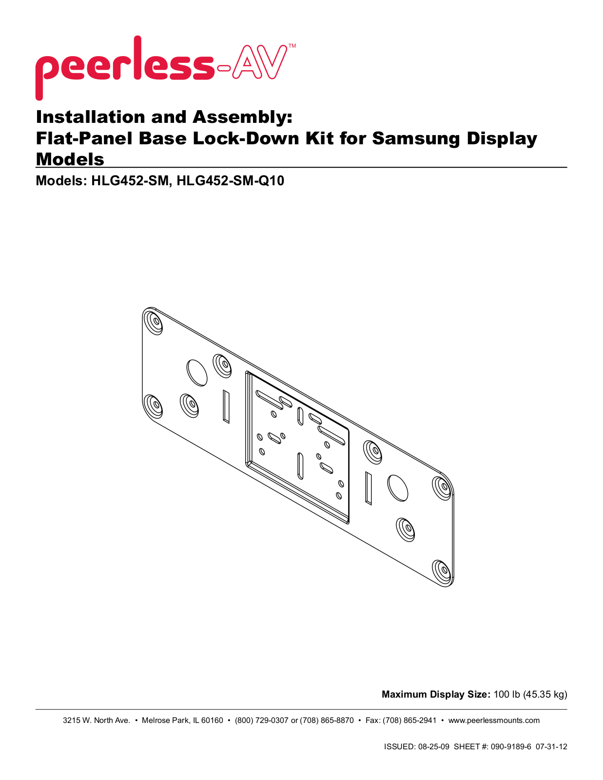 Peerless-AV HLG452-SM-Q10 Installation