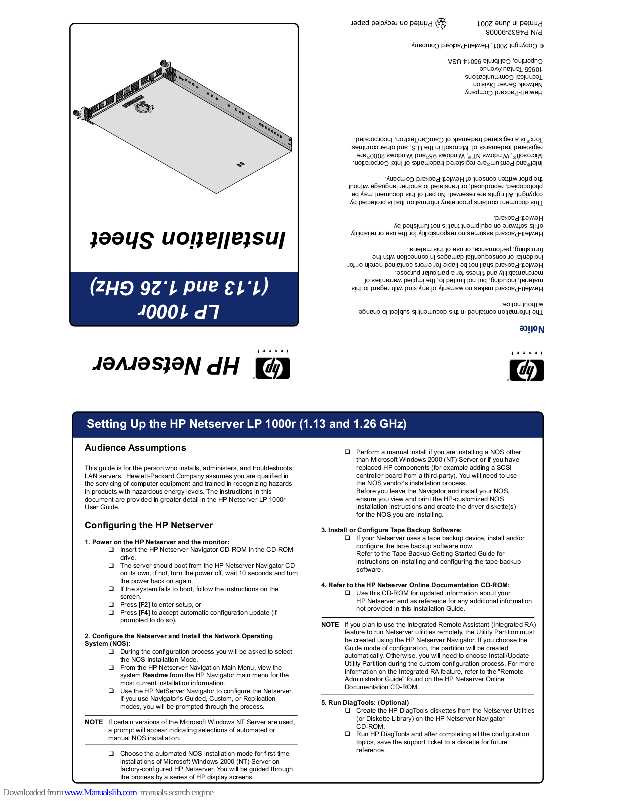 HP NetServer LP 1000r Installation Manual