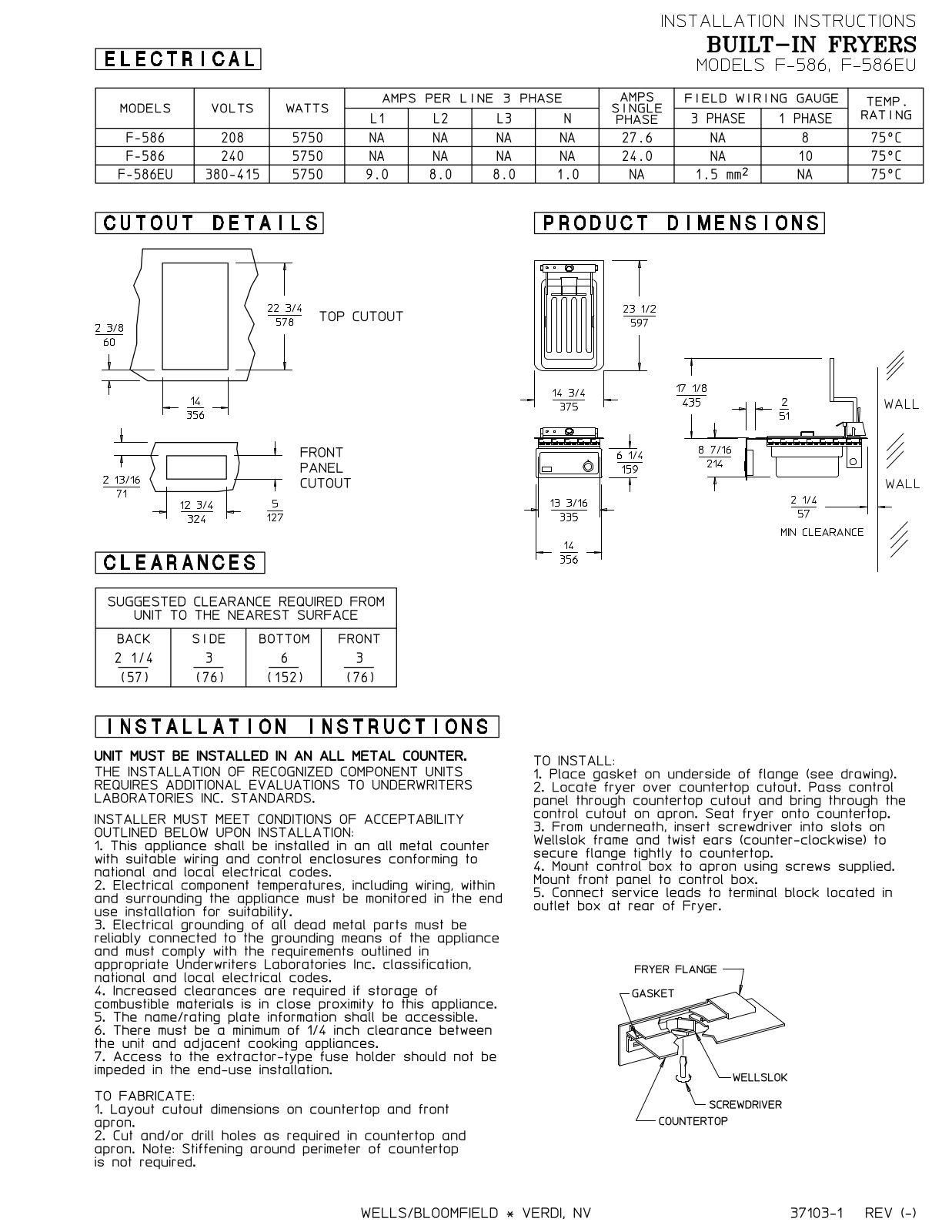 Wells F-586EU Installation  Manual