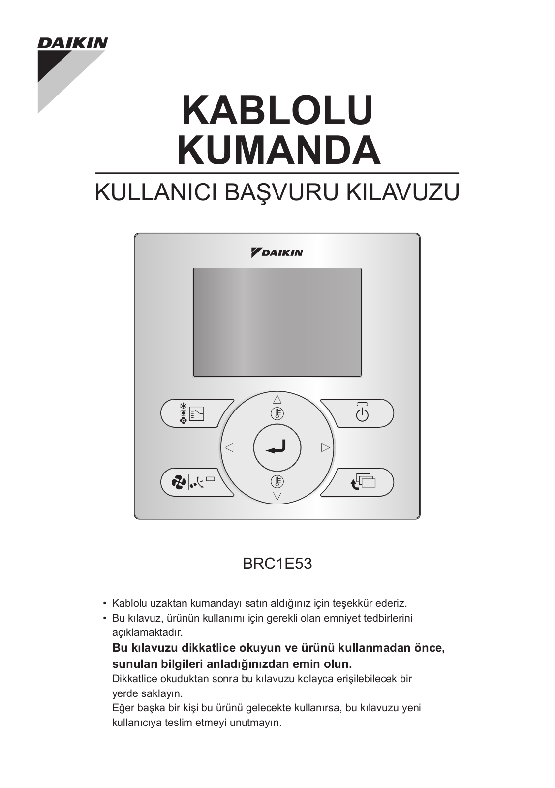 Daikin BRC1E53 User reference guide