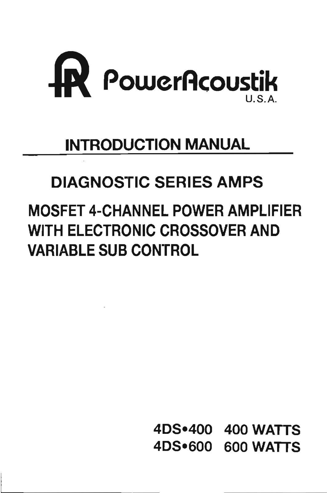 Power Acoustik AMPS User Manual