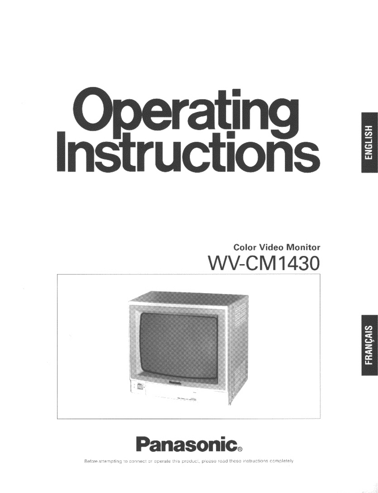 Panasonic wv-cm1430p Operation Manual