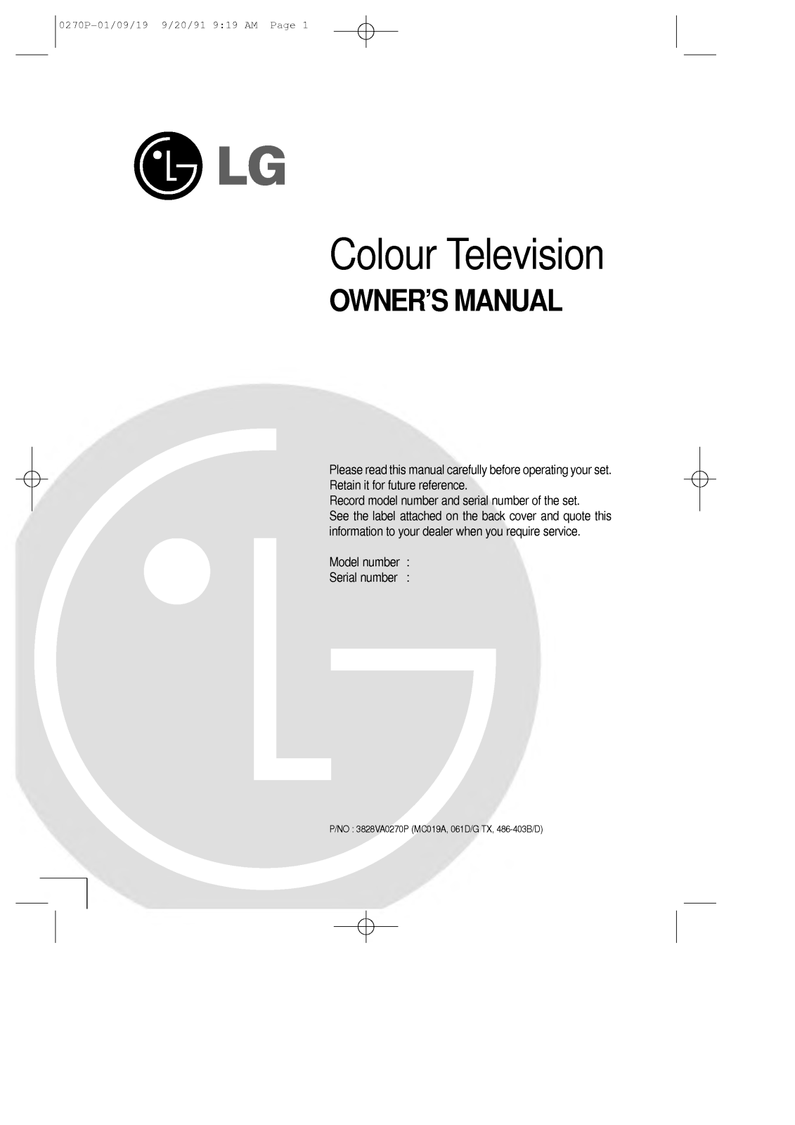 LG CF-20S13KE User Manual