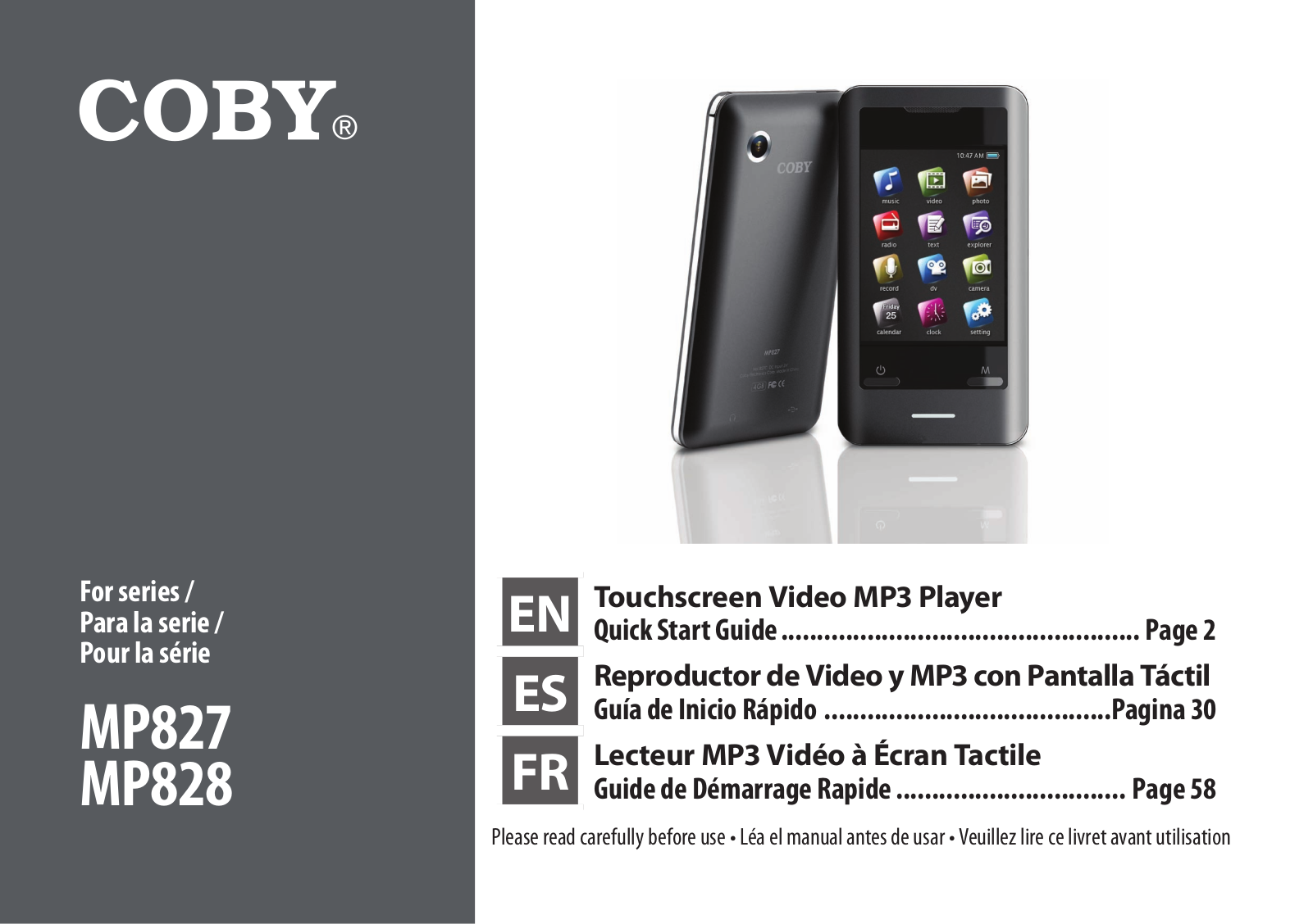 COBY MP828 8 Go User Manual