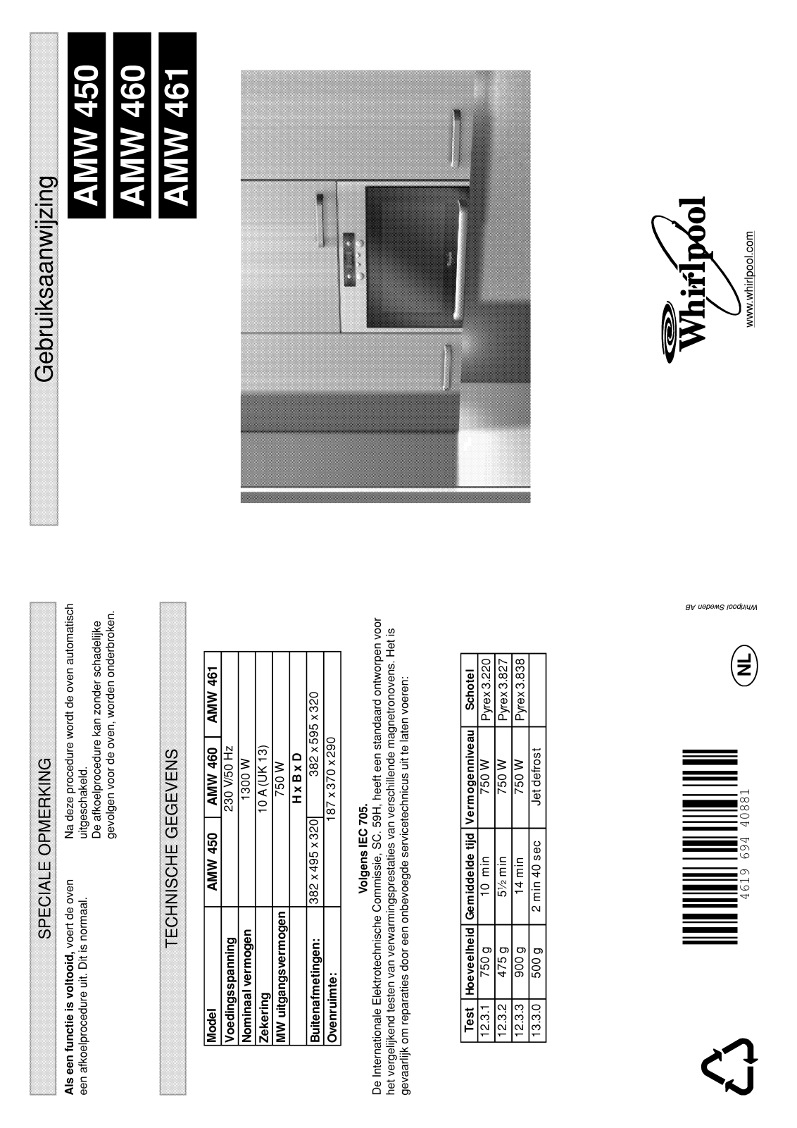 Whirlpool AMW 450 WH /UK INSTRUCTION FOR USE