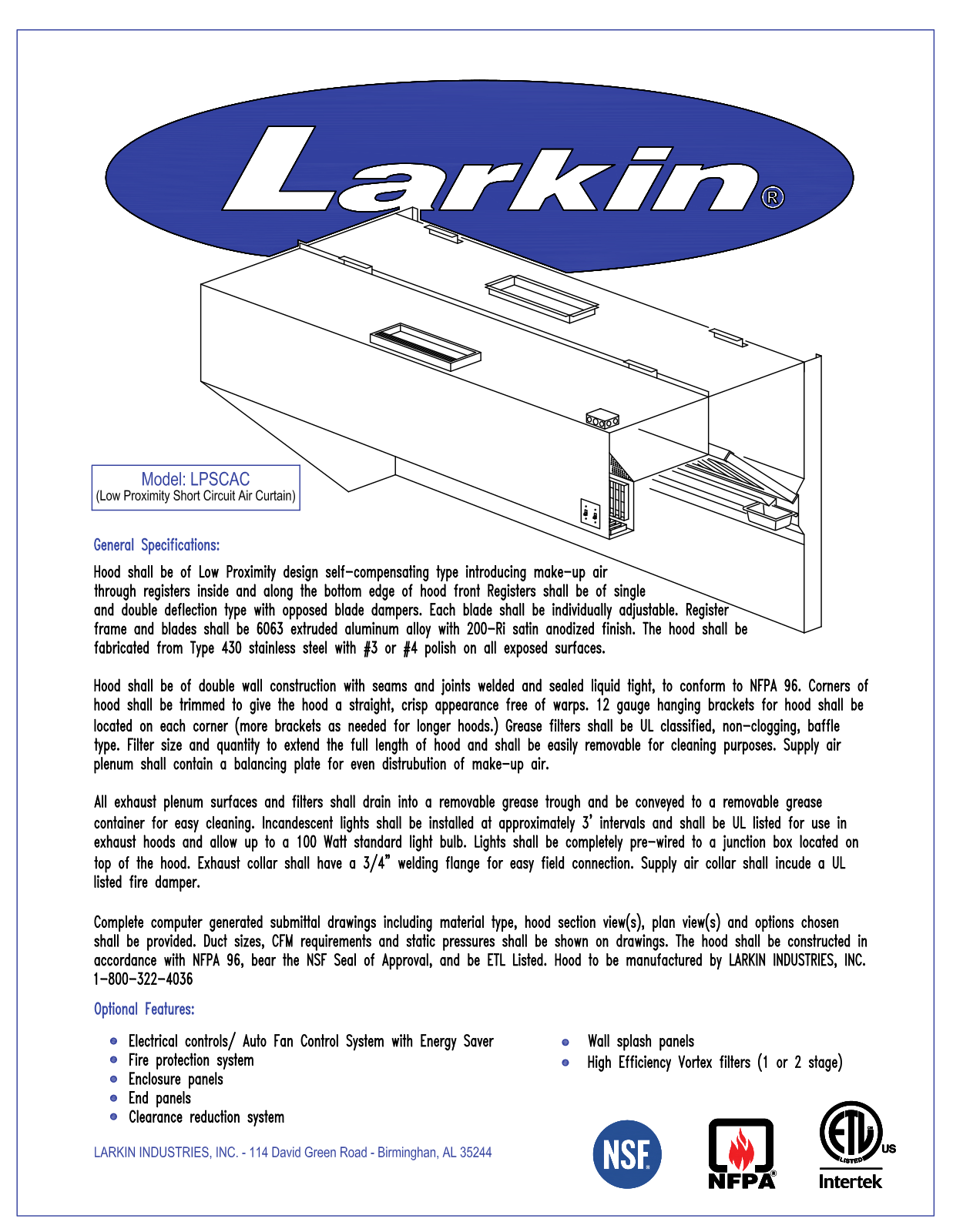 Larkin LPSCAC User Manual