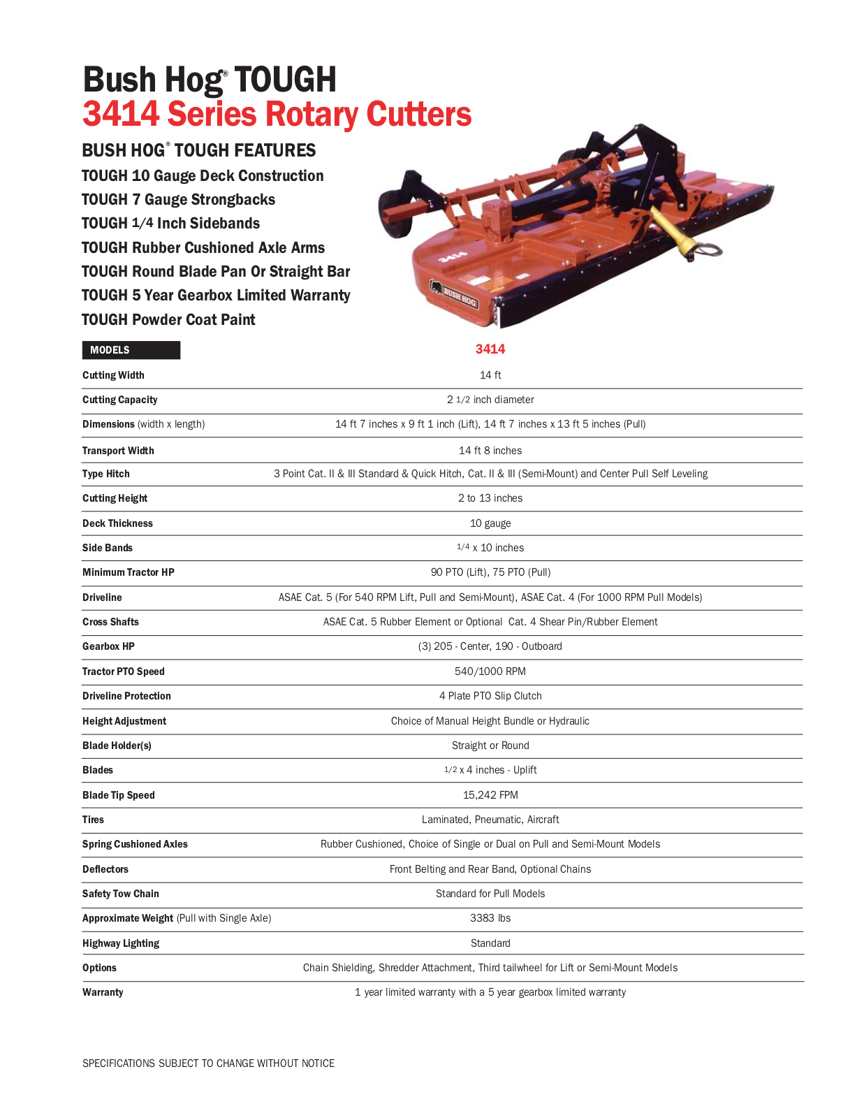 Bush Hog 3414 User Manual