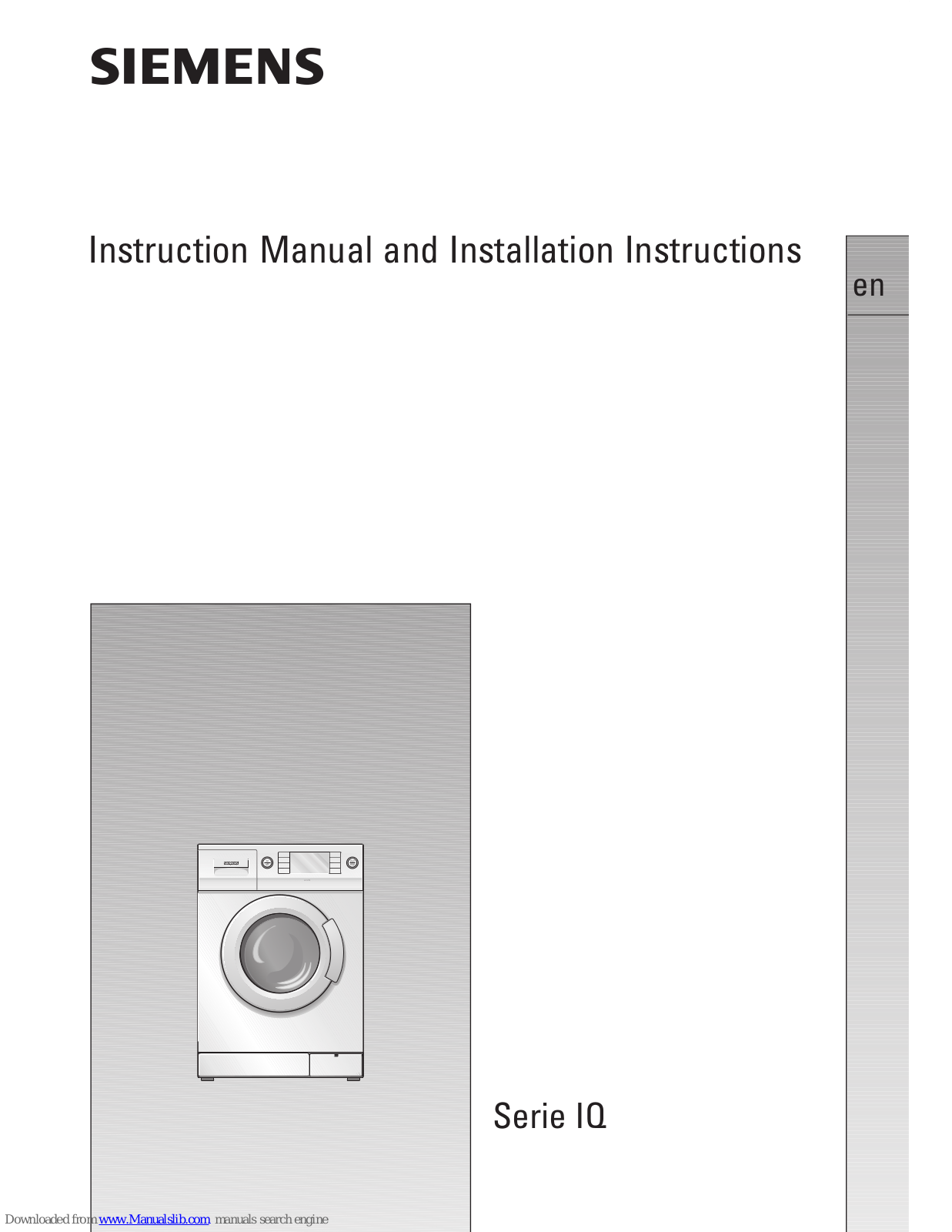 Siemens WIQ1633EU, WIQ1835GB, WIQ1833EU, WIQ1635GB, WIQ1435GB Instruction Manual And Installation Instructions