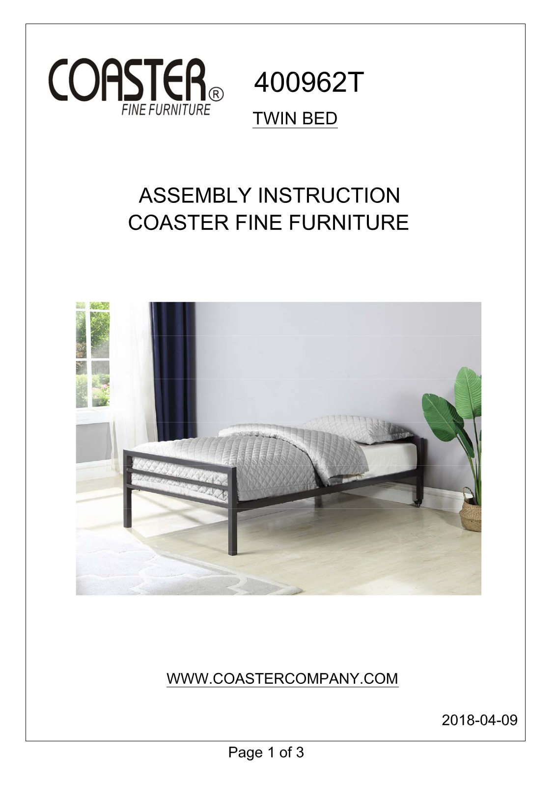 Coaster 400962T Assembly Guide - ManualMachine.com