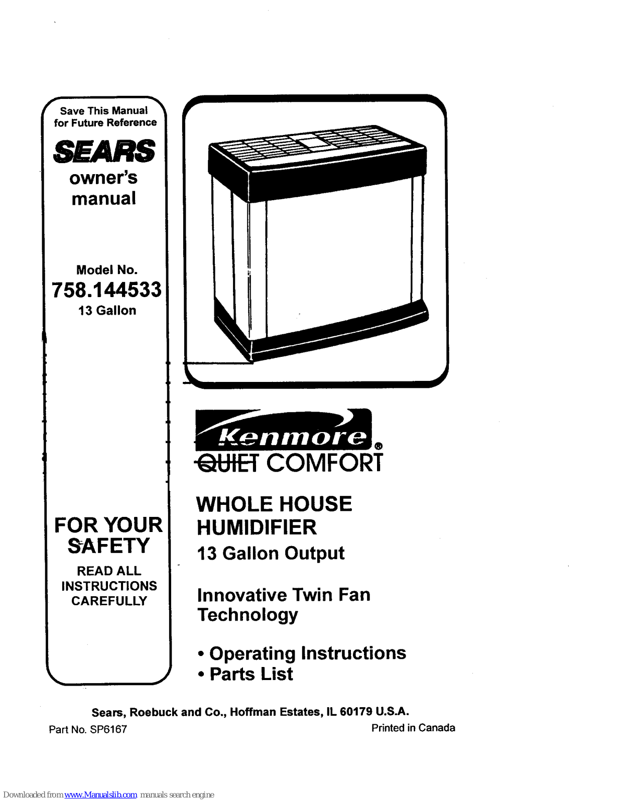 Kenmore KEMORE 758.144533, QUIET COMFORT 758.144533 Owner's Manual - ManualMachine.com