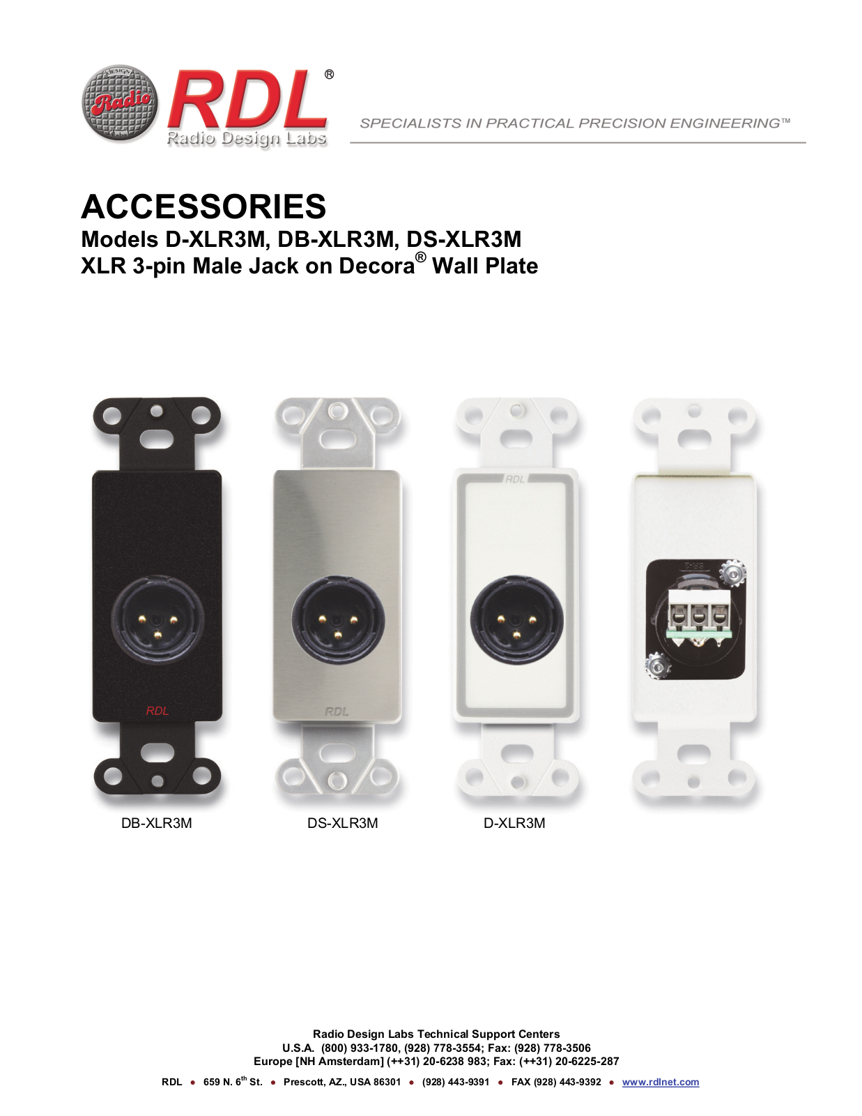 RDL DS-XLR3M, DB-XLR3M Datasheet