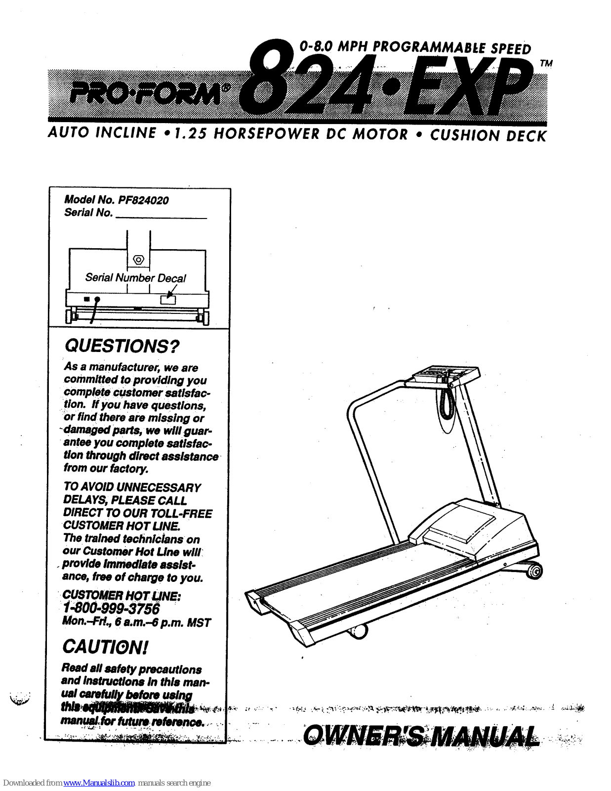 Pro-Form 824 Exp, PF824020 Owner's Manual