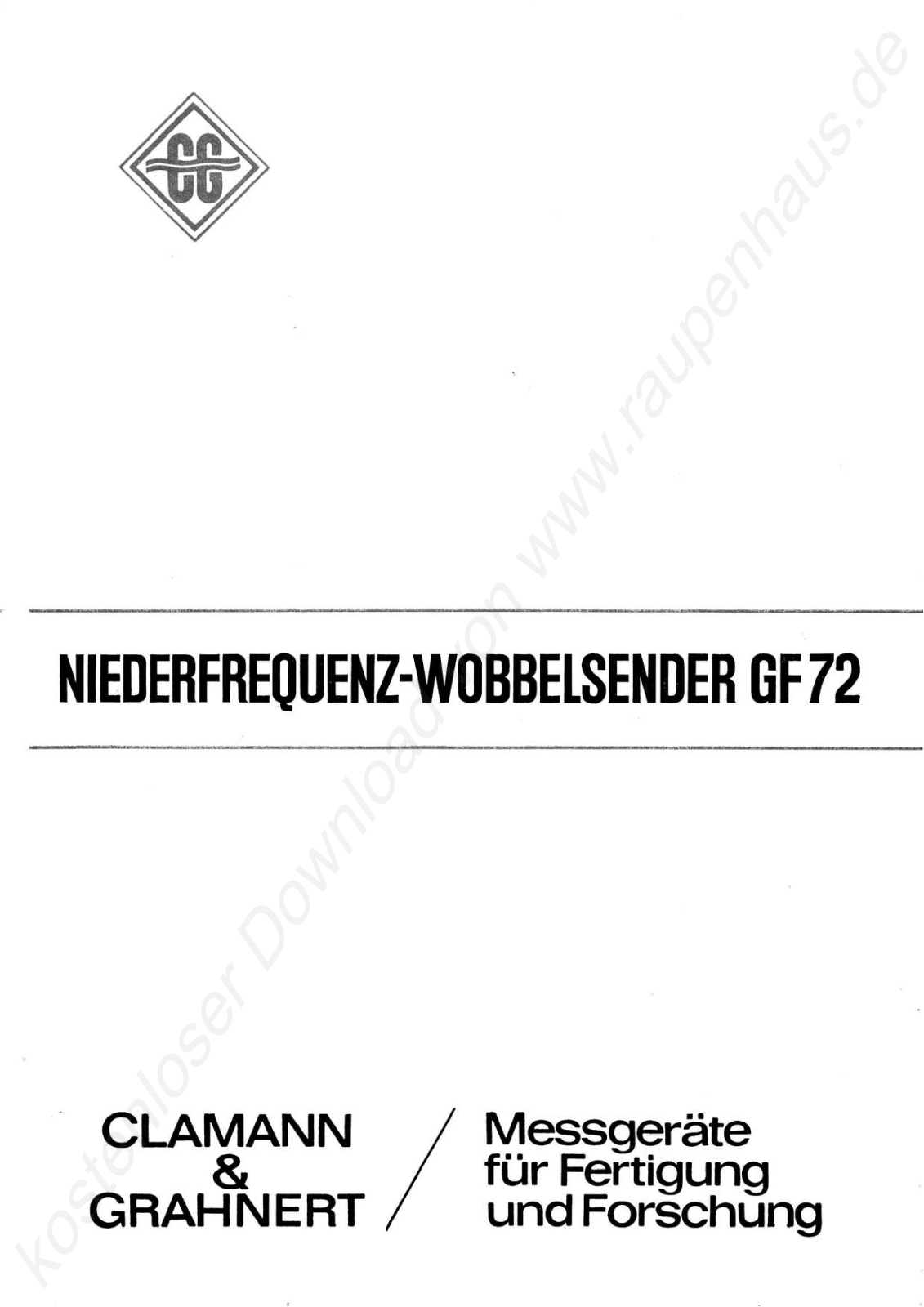 Clamann & Grahnert GF 72 Service manual