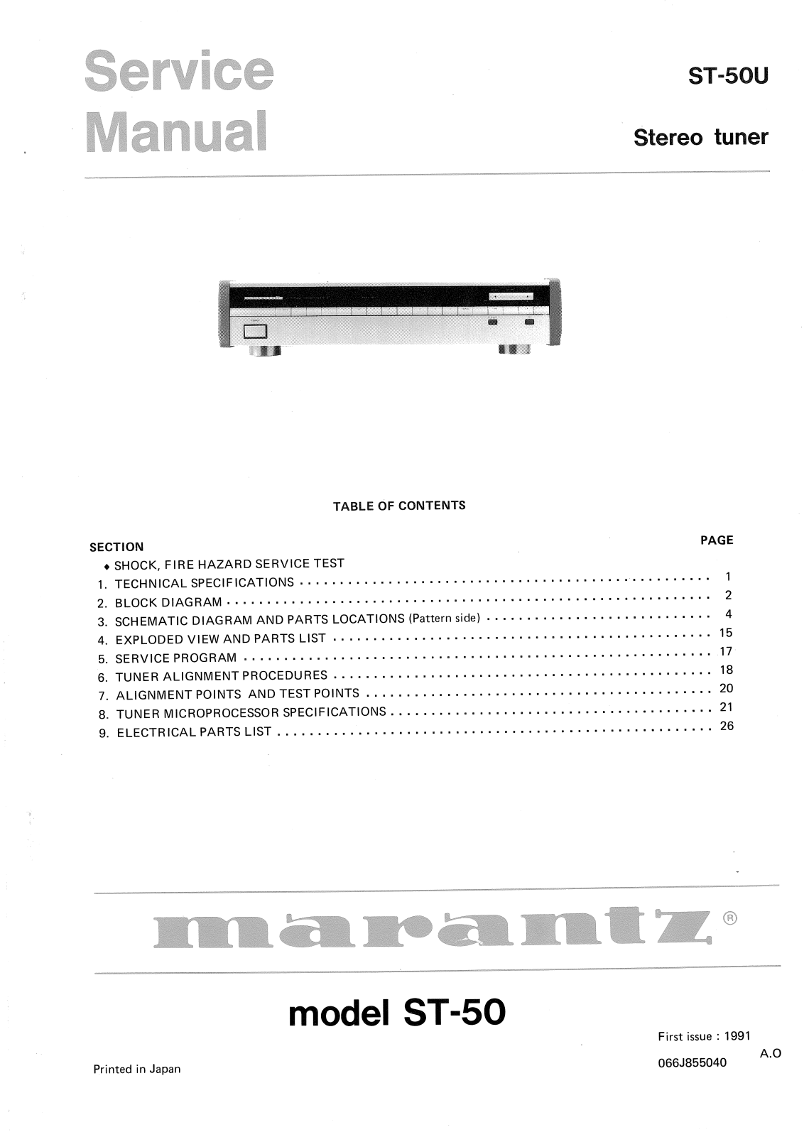 Marantz ST-50 Service Manual