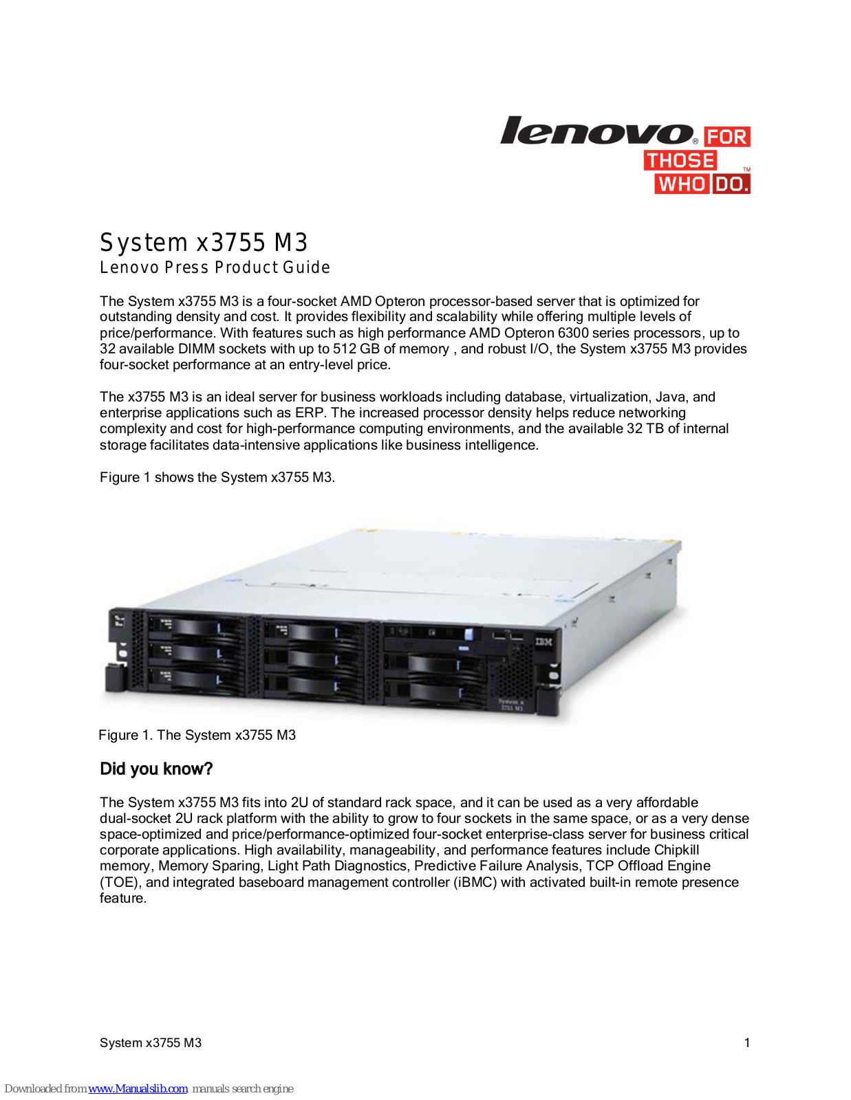 Lenovo x3755 M3 Product Manual