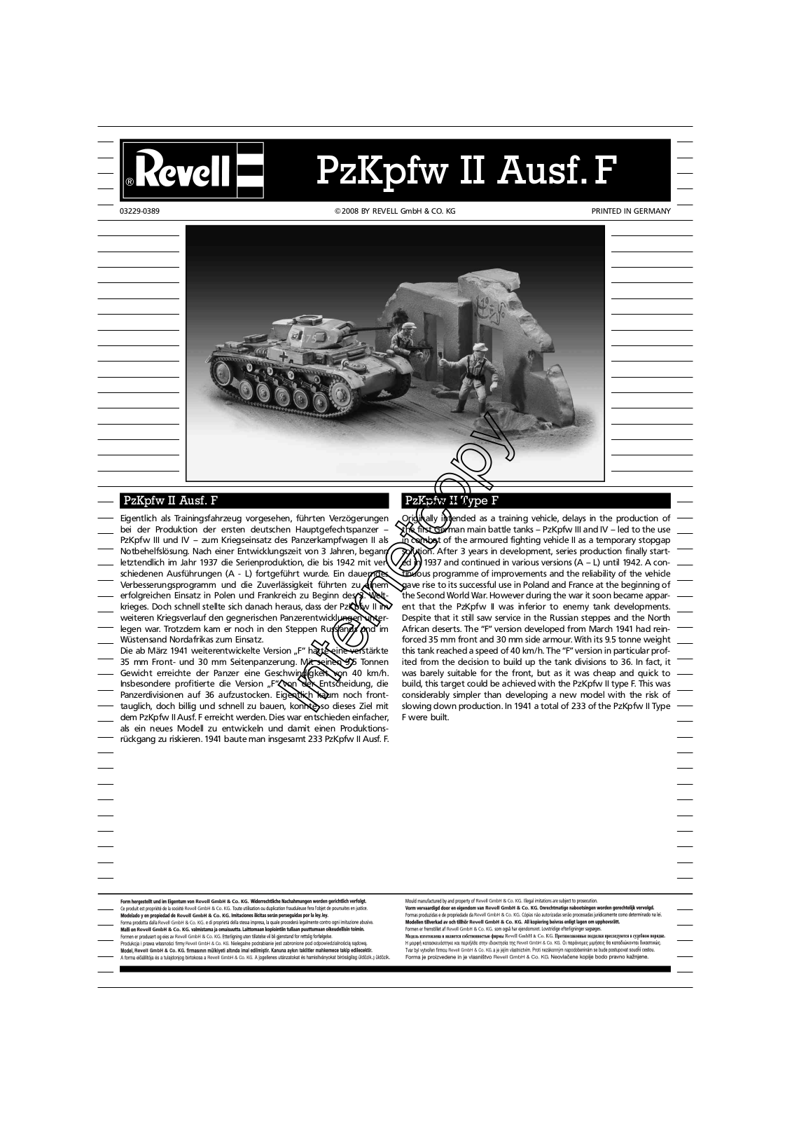 REVELL Panzer II Ausf. F User Manual