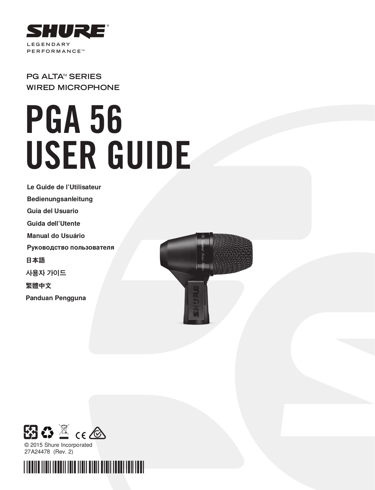 Shure PGA56 USER GUIDE