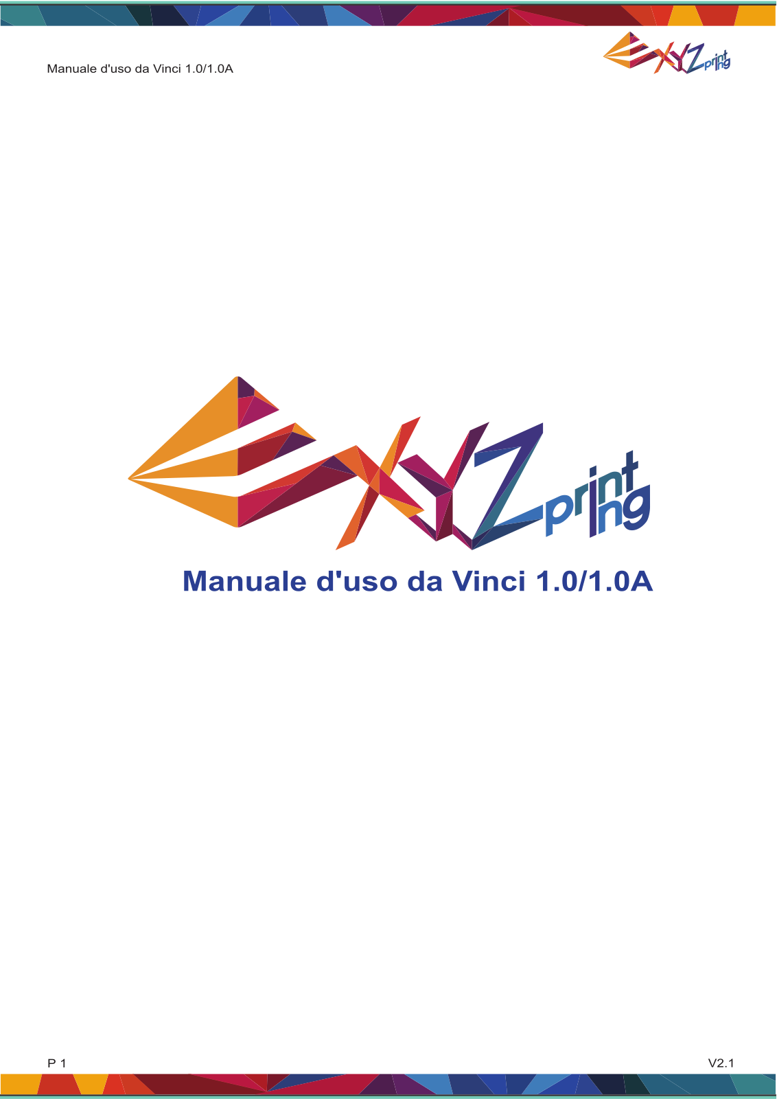 XYZprinting da Vinci 1.0, da Vinci 1.0A User manual